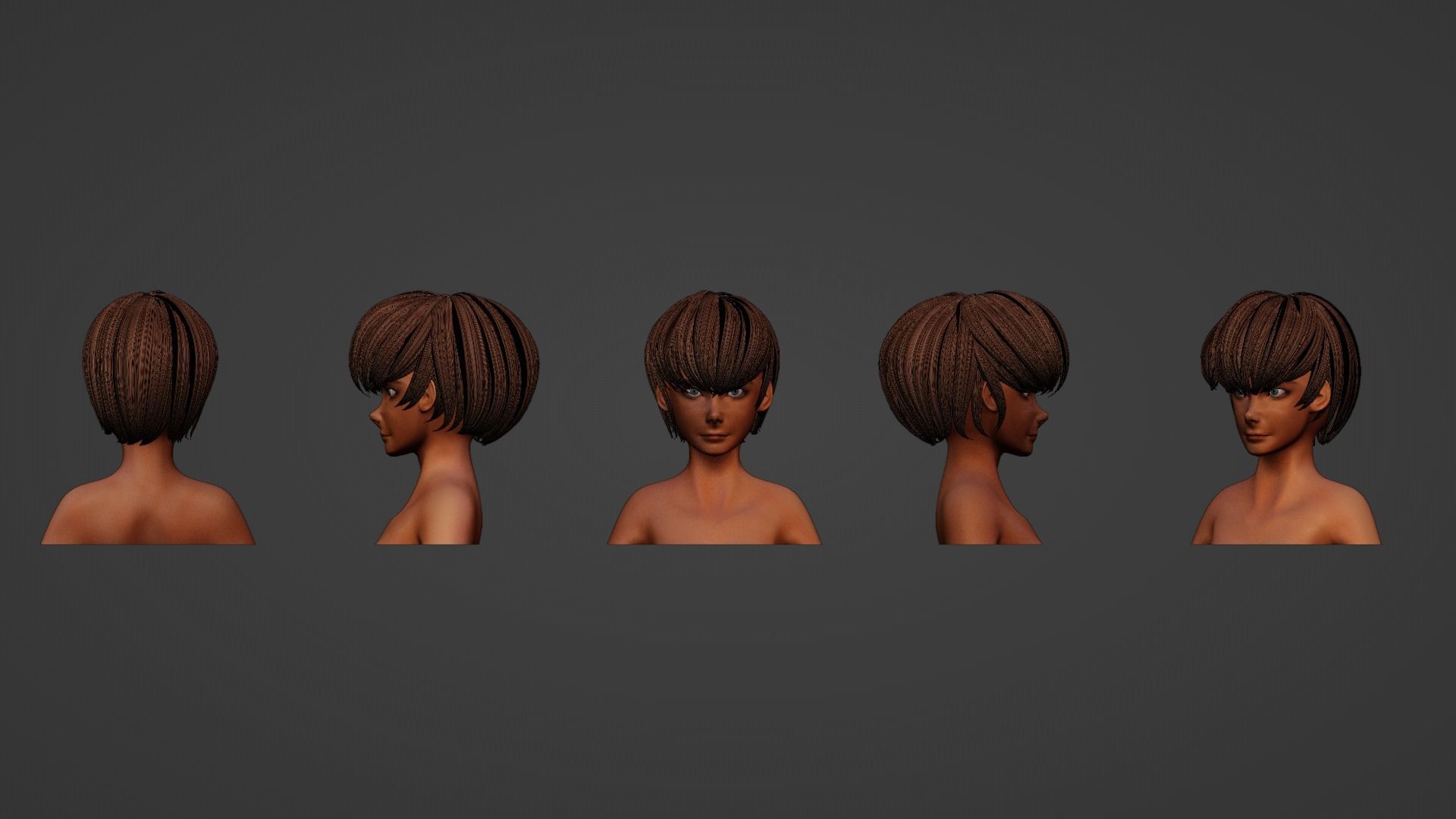 Hair Pack 10 Models Low-poly 3D model_34