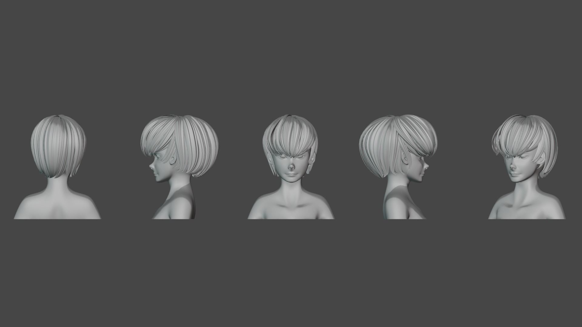 Hair Pack 10 Models Low-poly 3D model_35