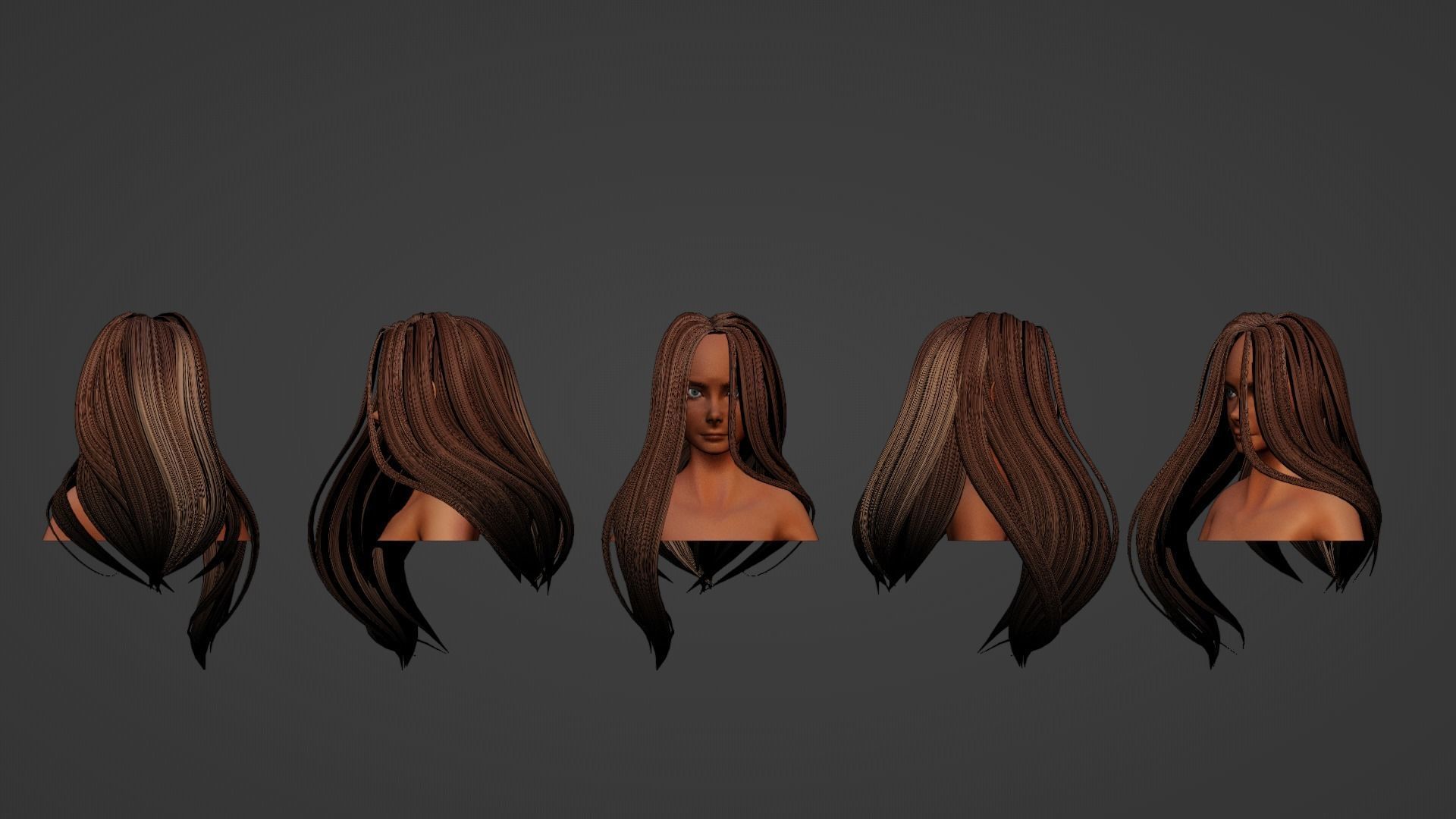 Hair Pack 10 Models Low-poly 3D model_57