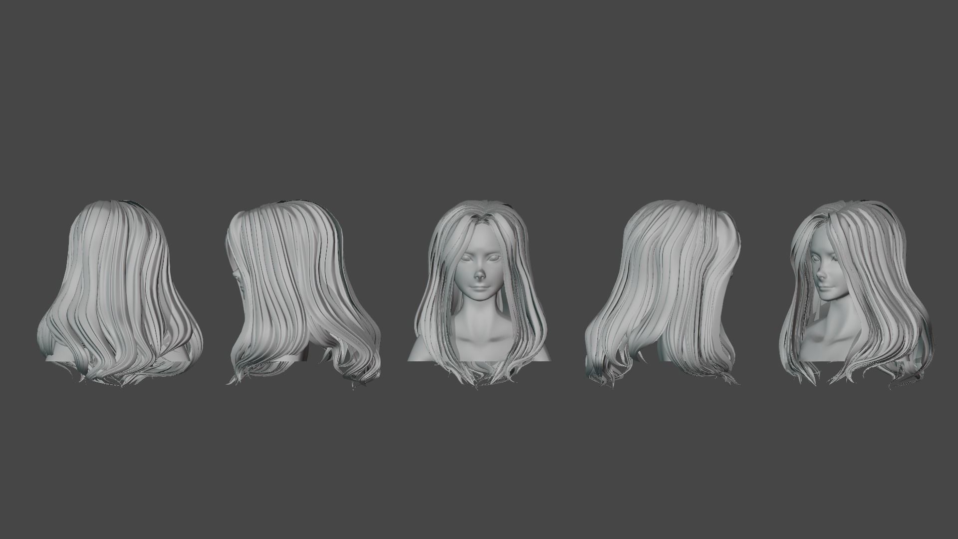Hair Pack 10 Models Low-poly 3D model_29