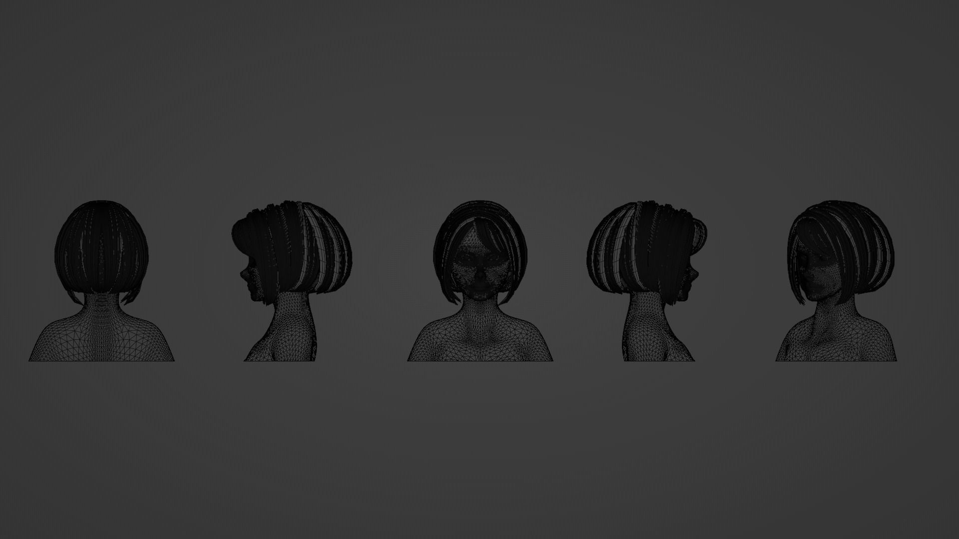 Hair Pack 10 Models Low-poly 3D model_24