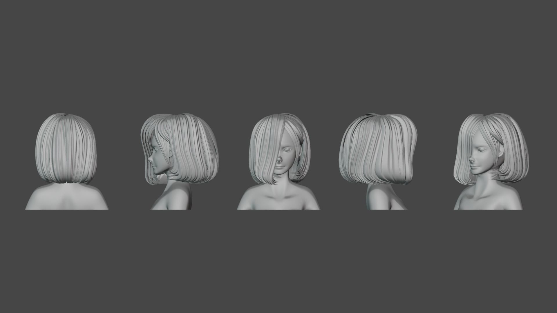 Hair Pack 10 Models Low-poly 3D model_52