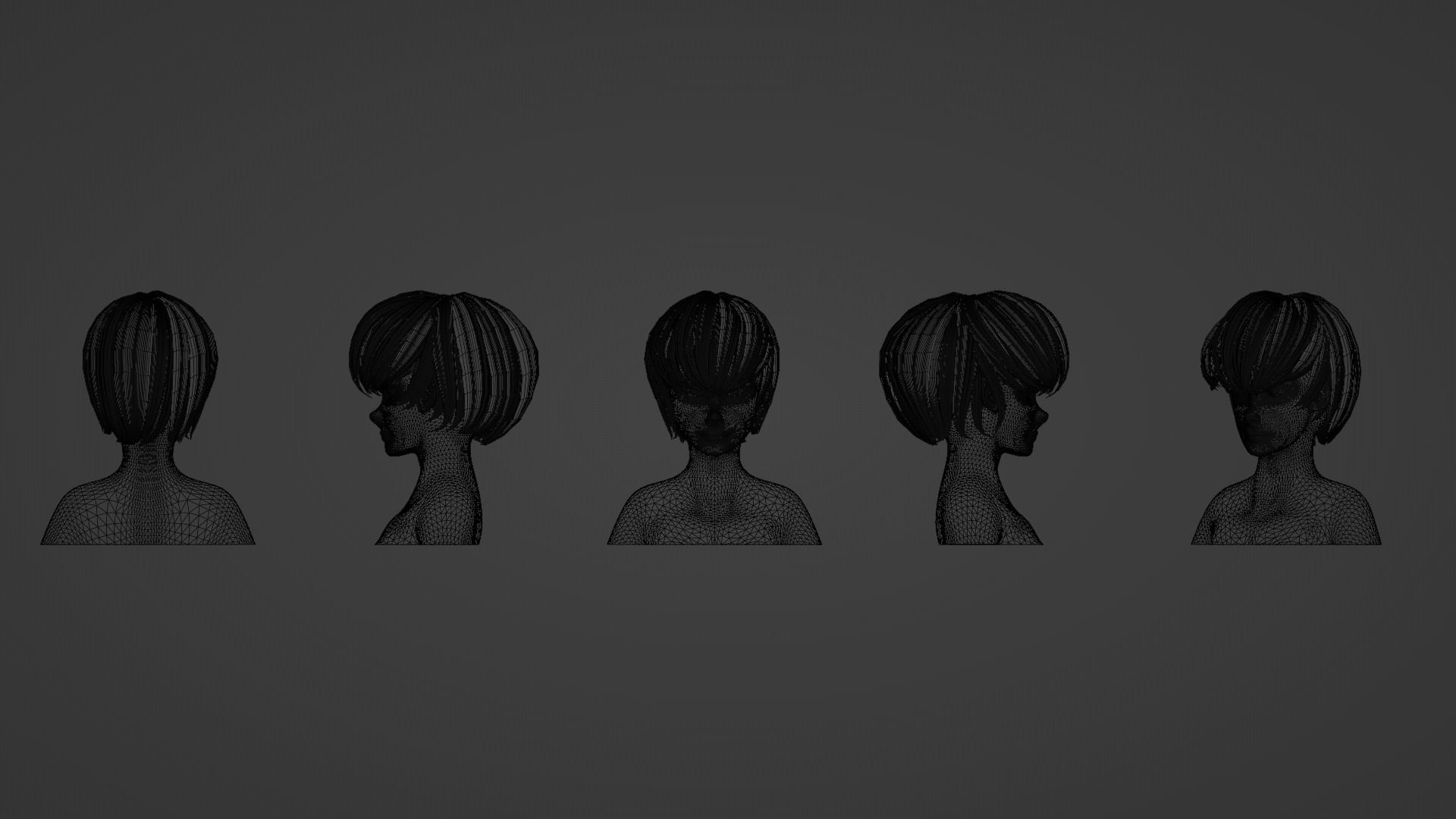 Hair Pack 10 Models Low-poly 3D model_36