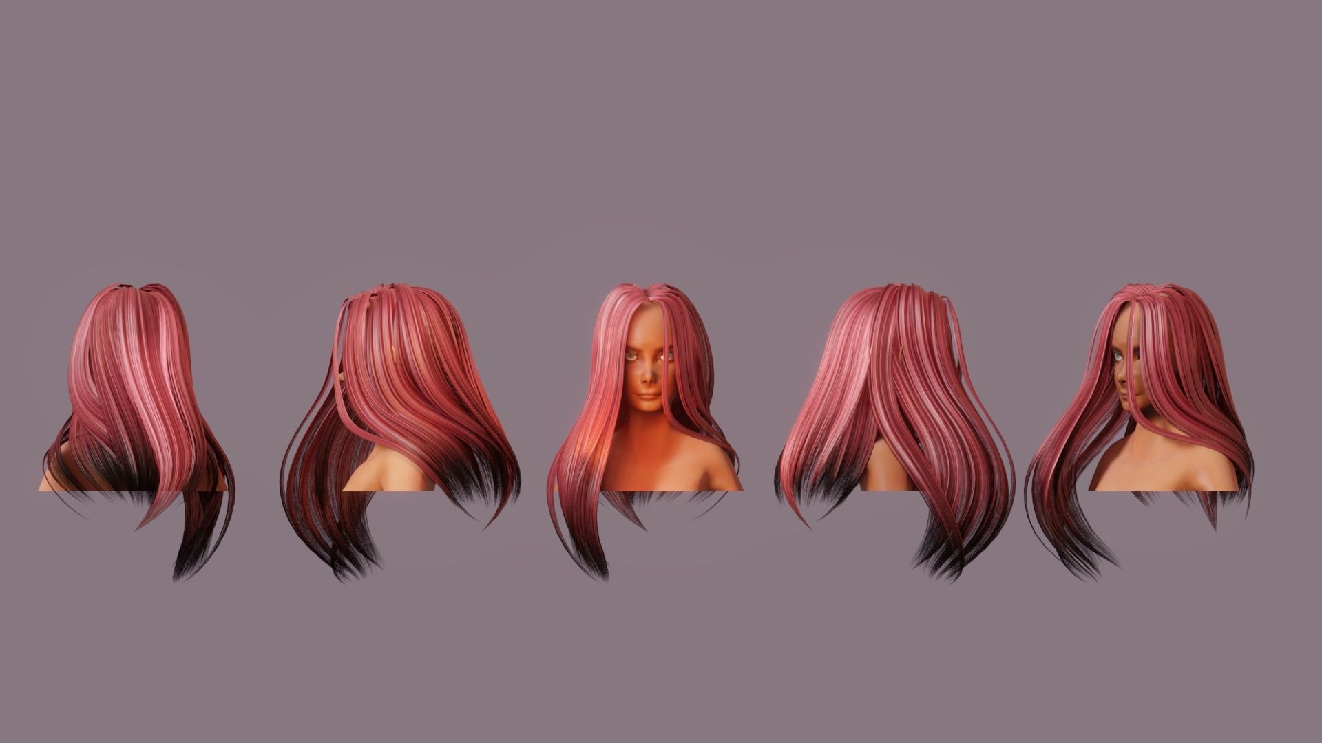 Hair Pack 10 Models Low-poly 3D model_56