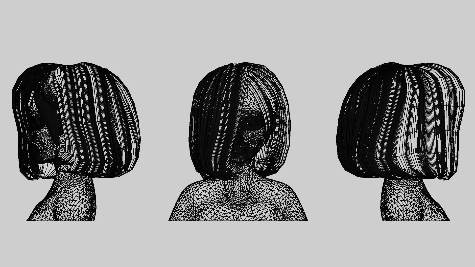 Hair Pack 10 Models Low-poly 3D model_54