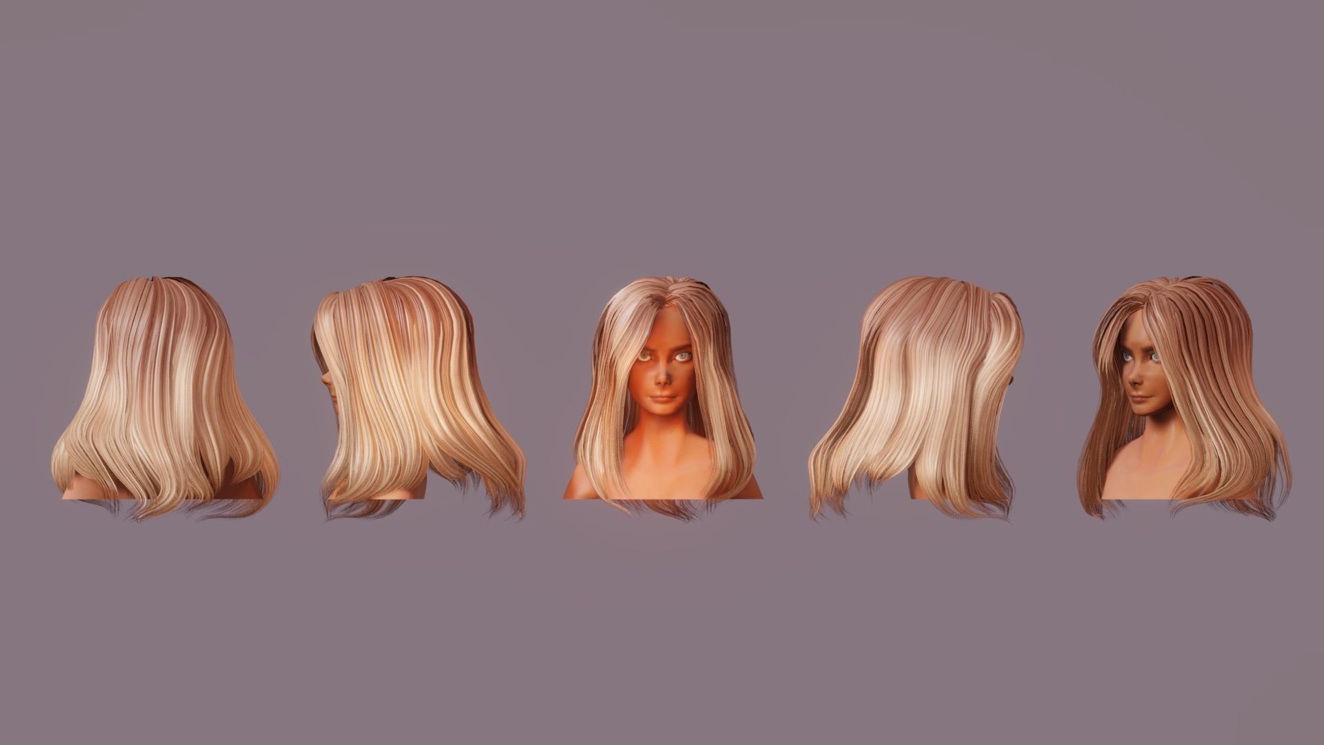 Hair Pack 10 Models Low-poly 3D model_27
