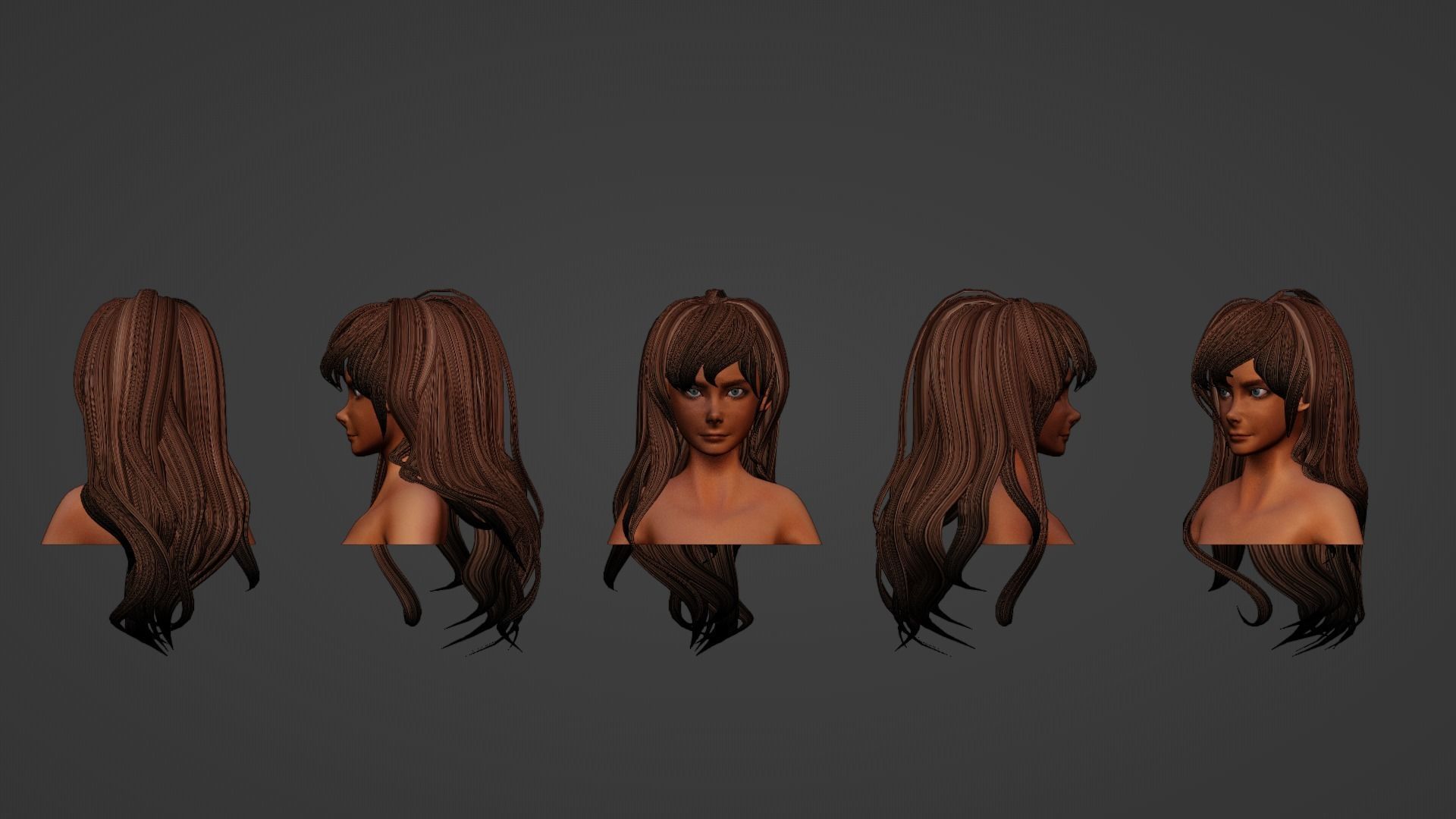 Hair Pack 10 Models Low-poly 3D model_16