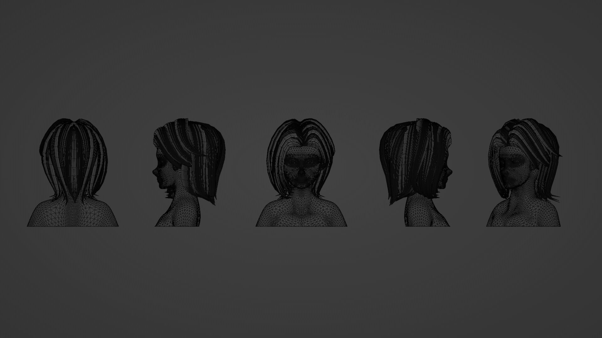 Hair Pack 10 Models Low-poly 3D model_48