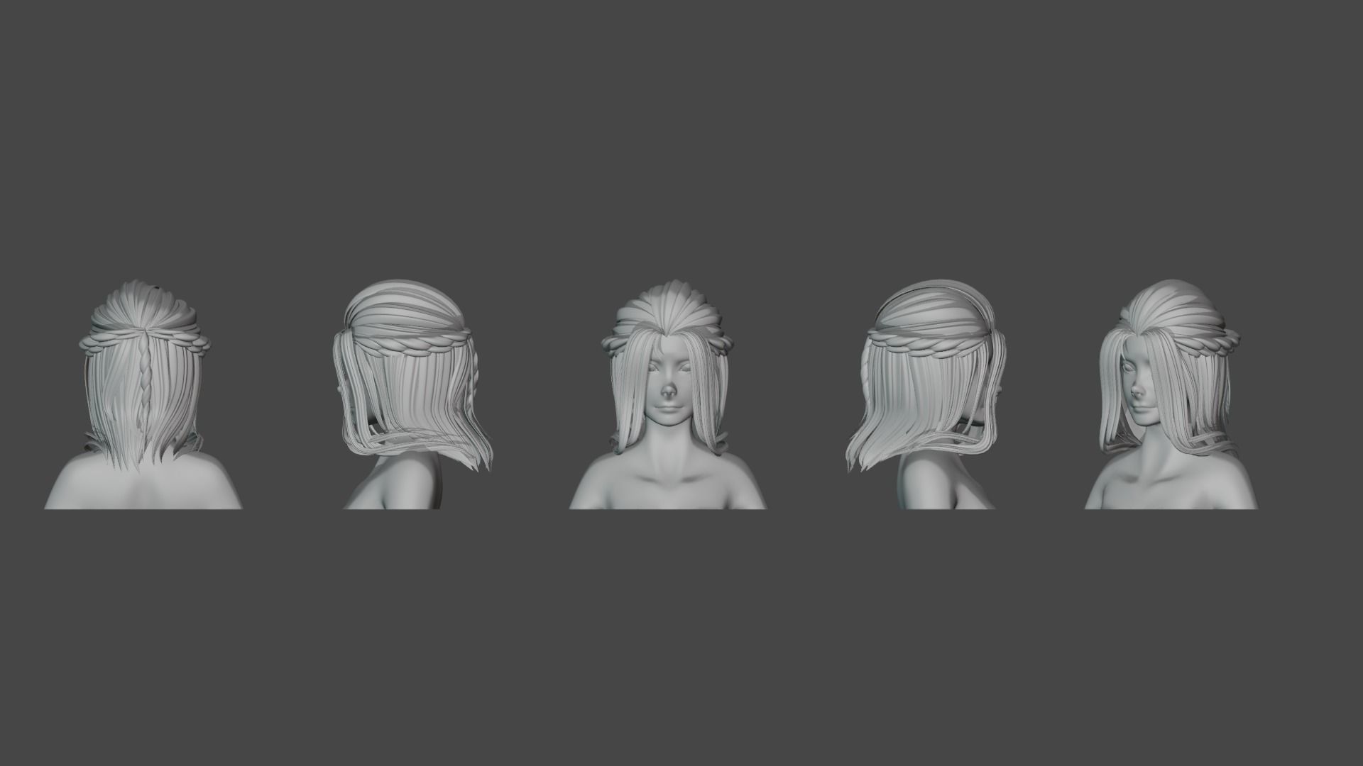 Hair Pack 10 Models Low-poly 3D model_11