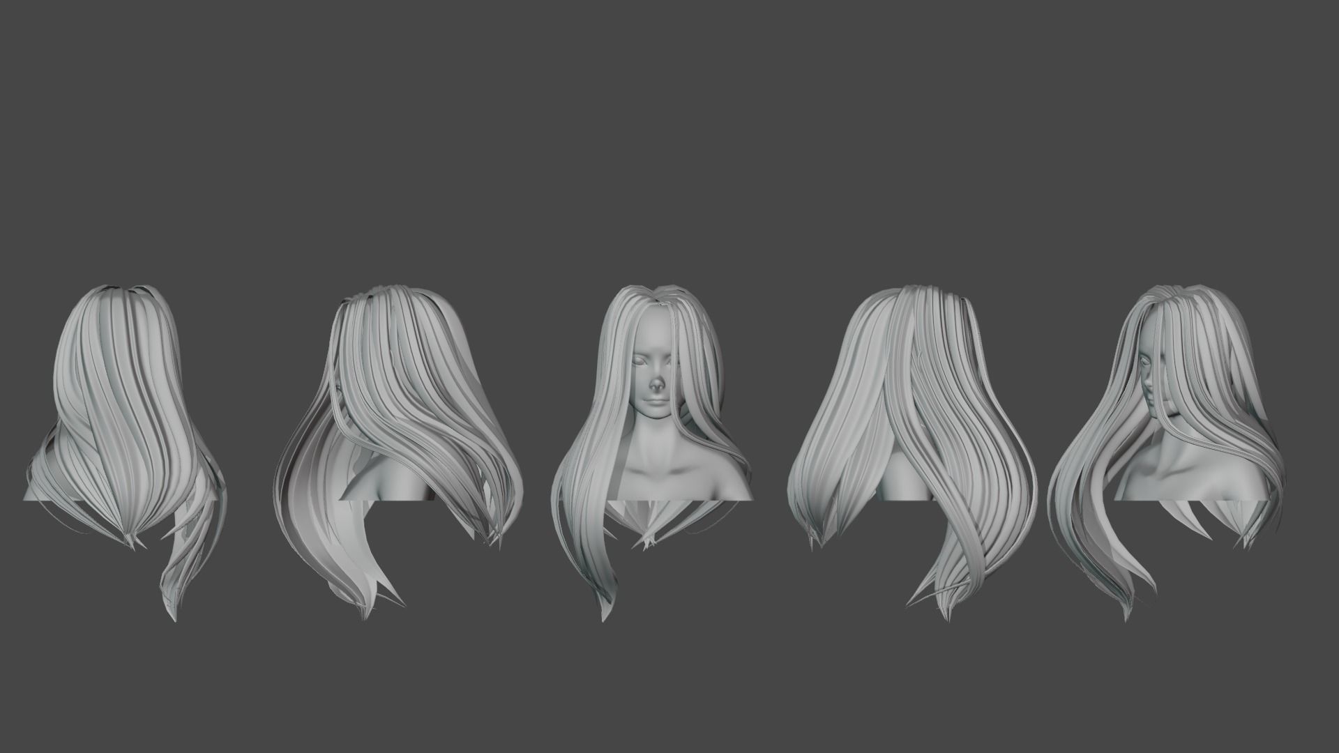 Hair Pack 10 Models Low-poly 3D model_58