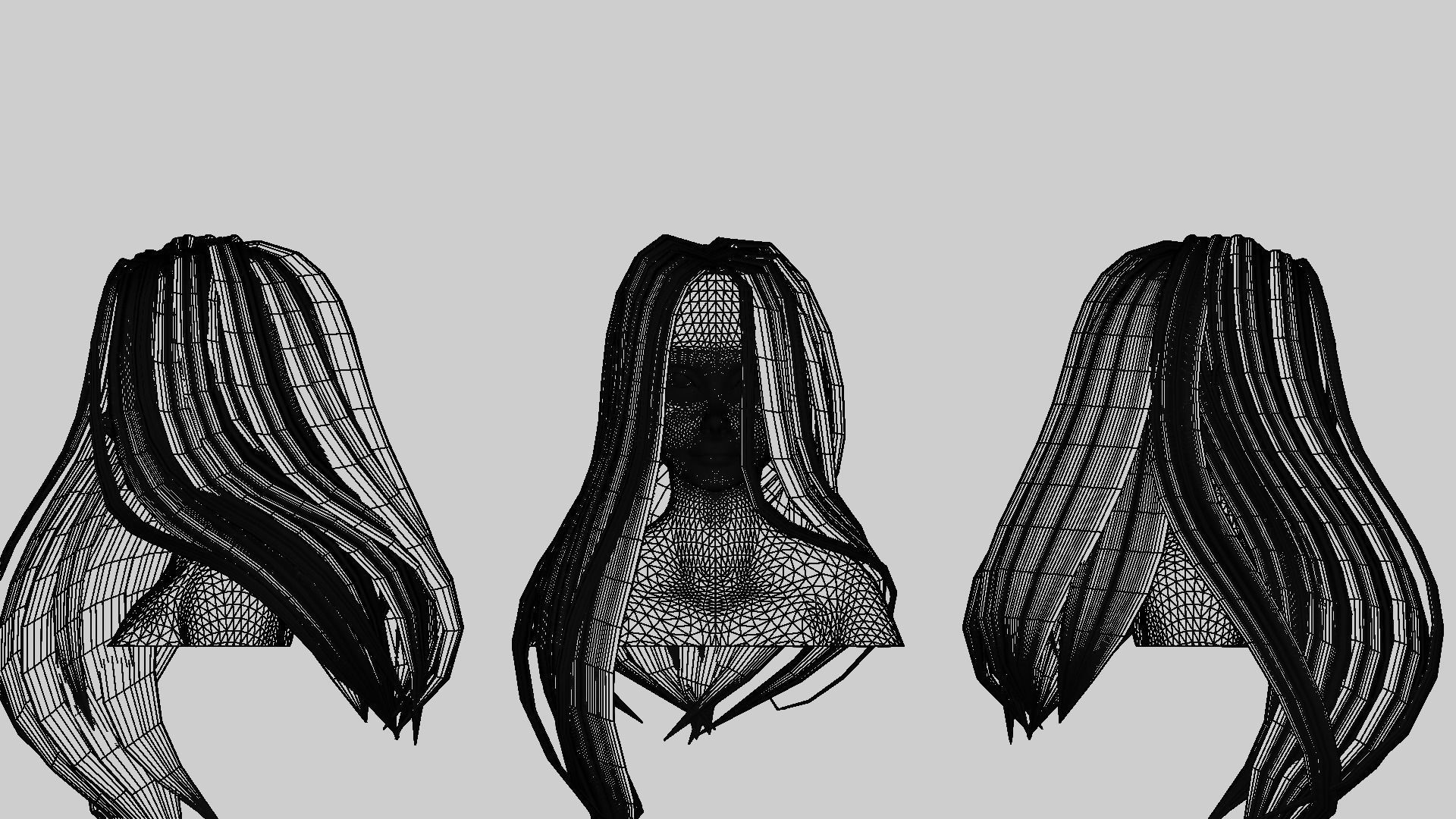 Hair Pack 10 Models Low-poly 3D model_60