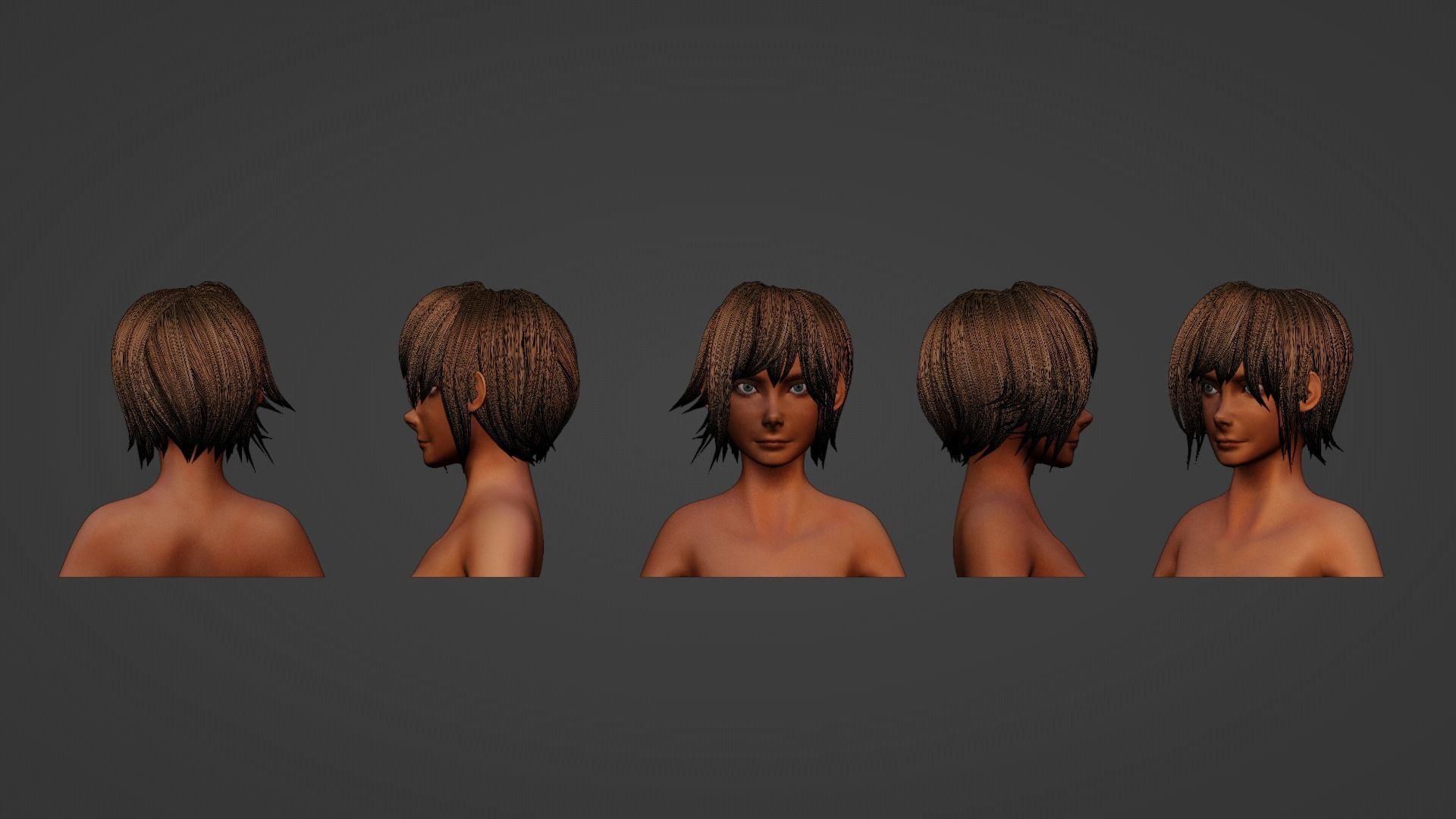 Hair Pack 10 Models Low-poly 3D model_4