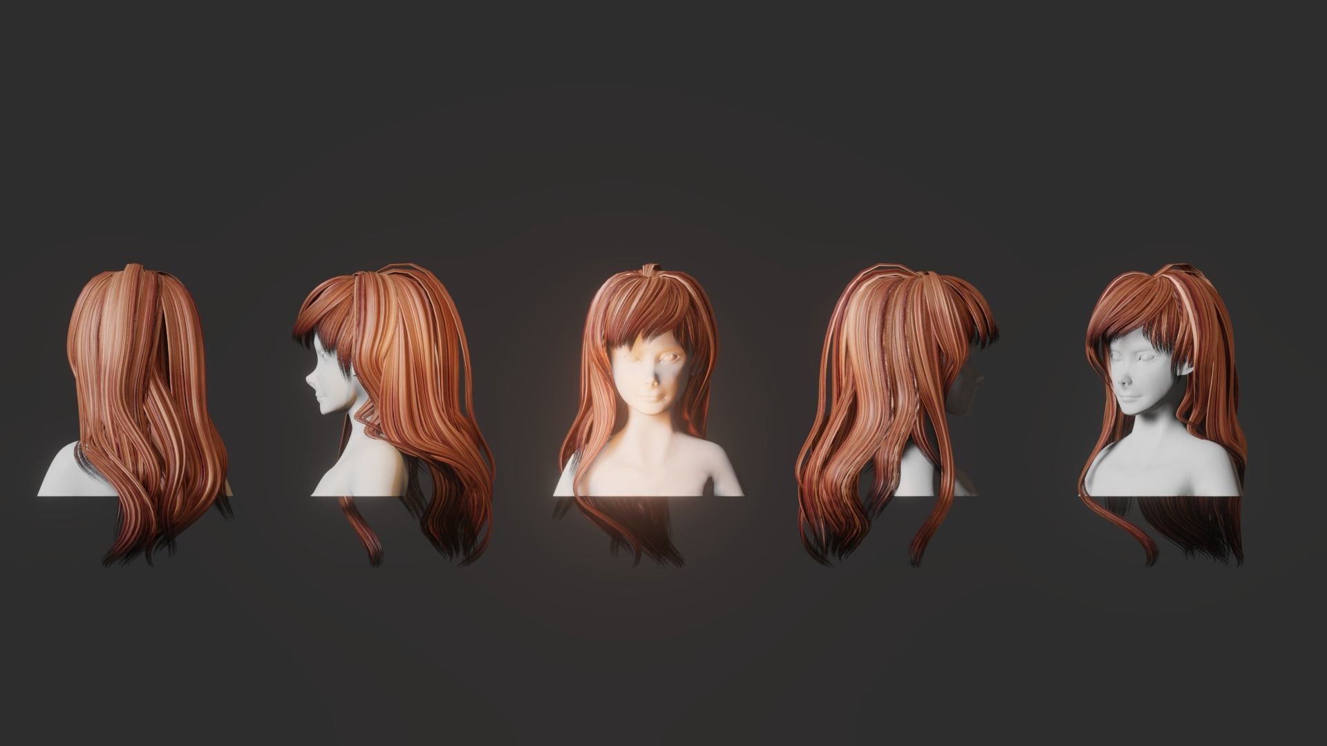 Hair Pack 10 Models Low-poly 3D model_14