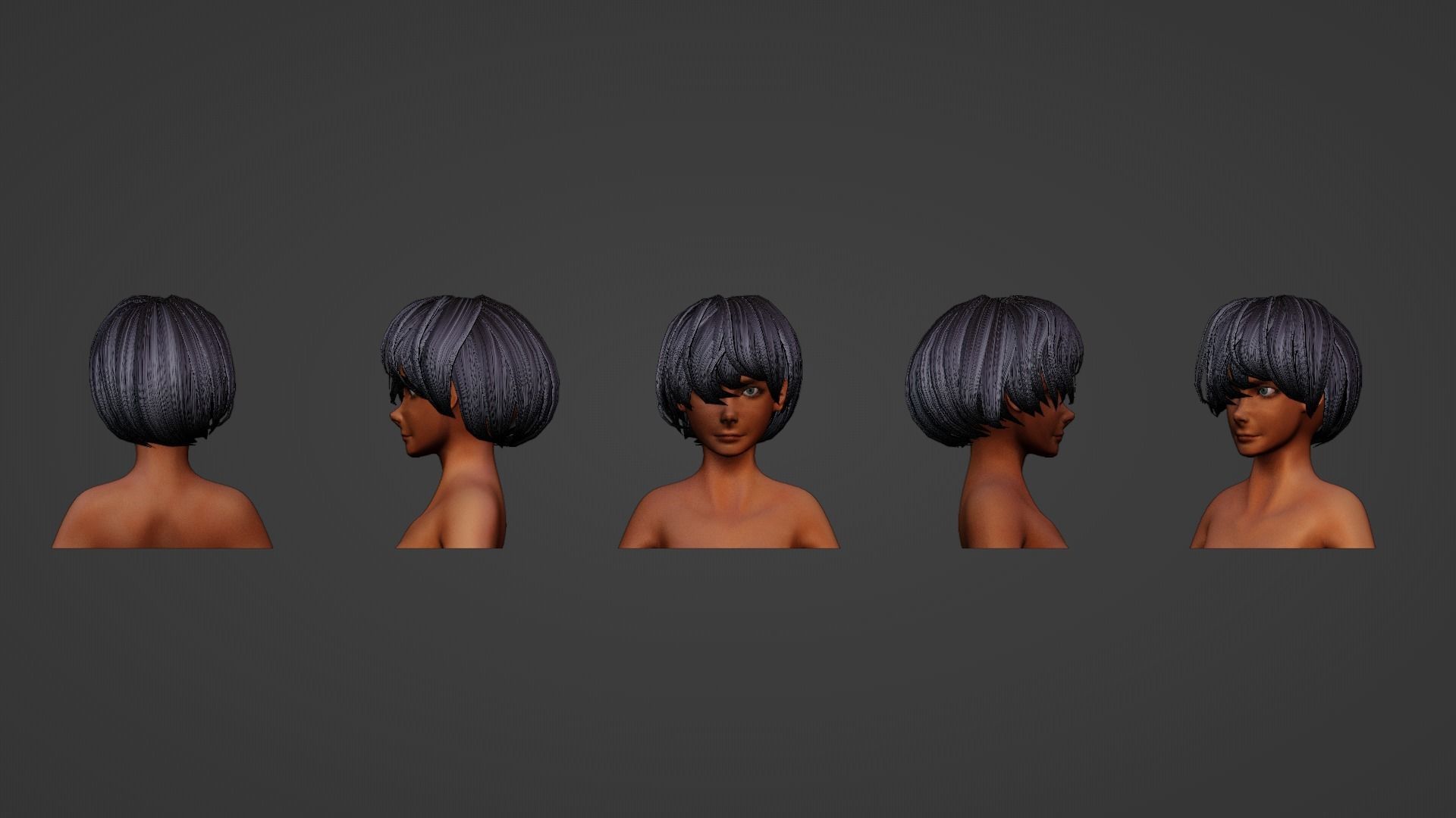 Hair Pack 10 Models Low-poly 3D model_40