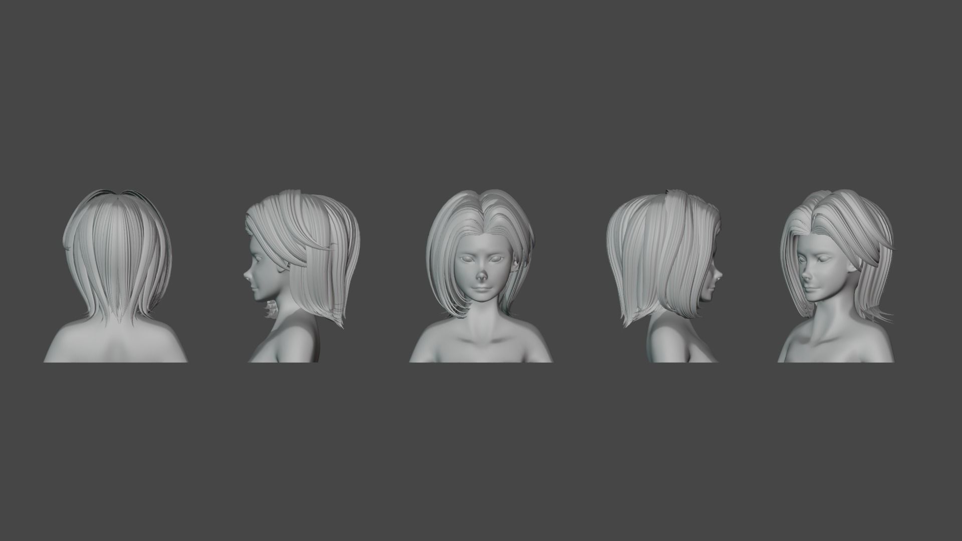 Hair Pack 10 Models Low-poly 3D model_47