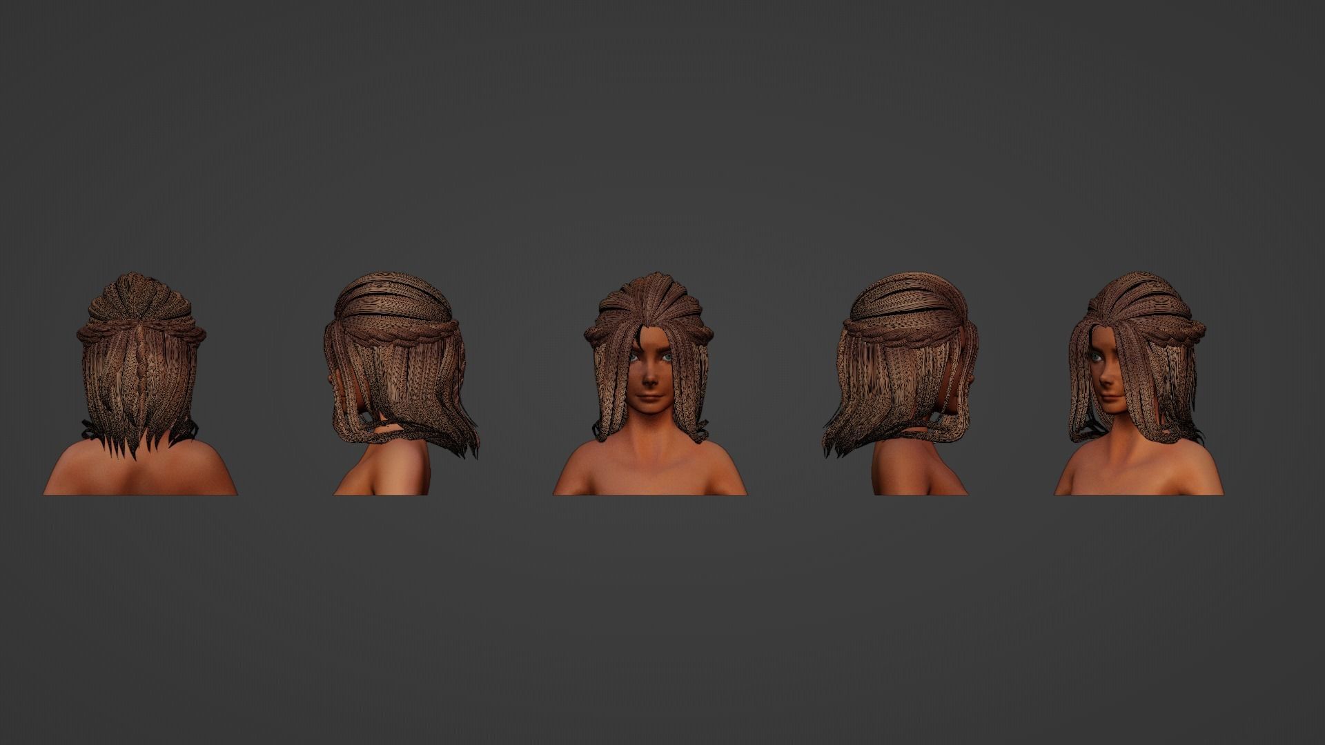 Hair Pack 10 Models Low-poly 3D model_10