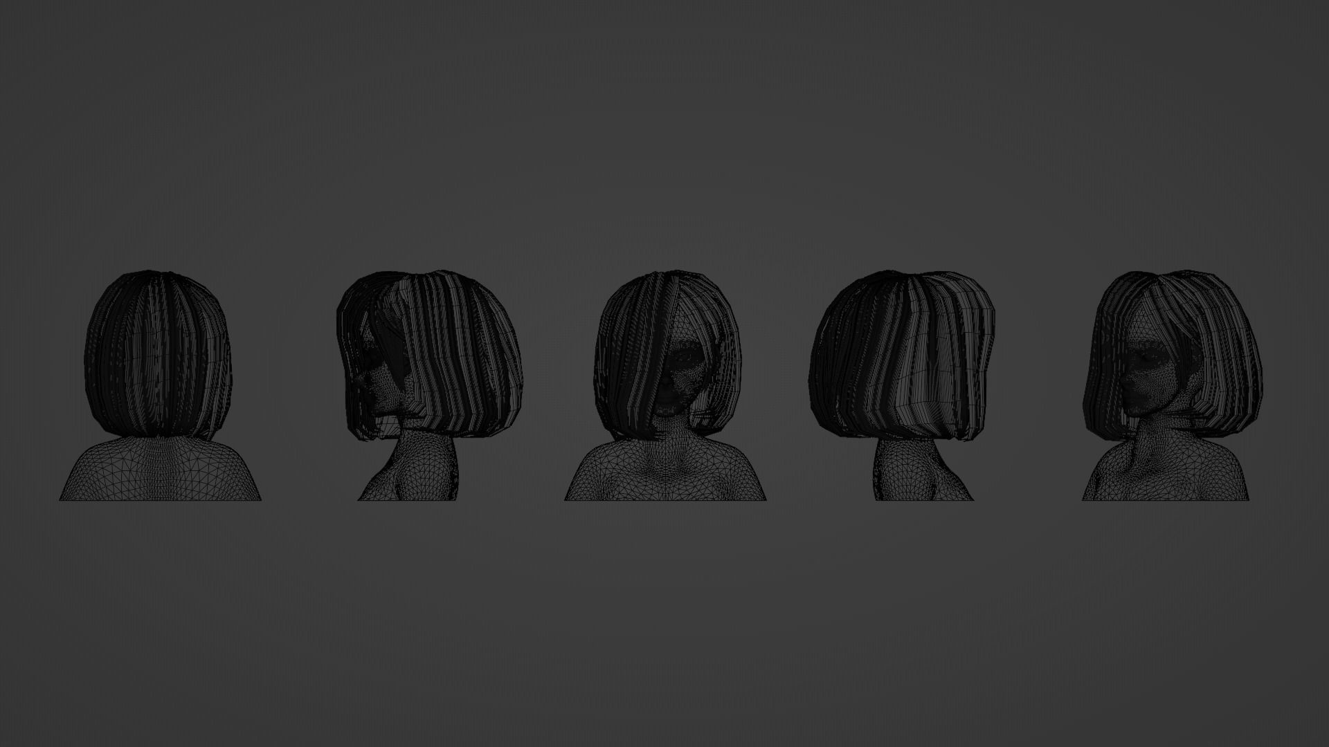 Hair Pack 10 Models Low-poly 3D model_53