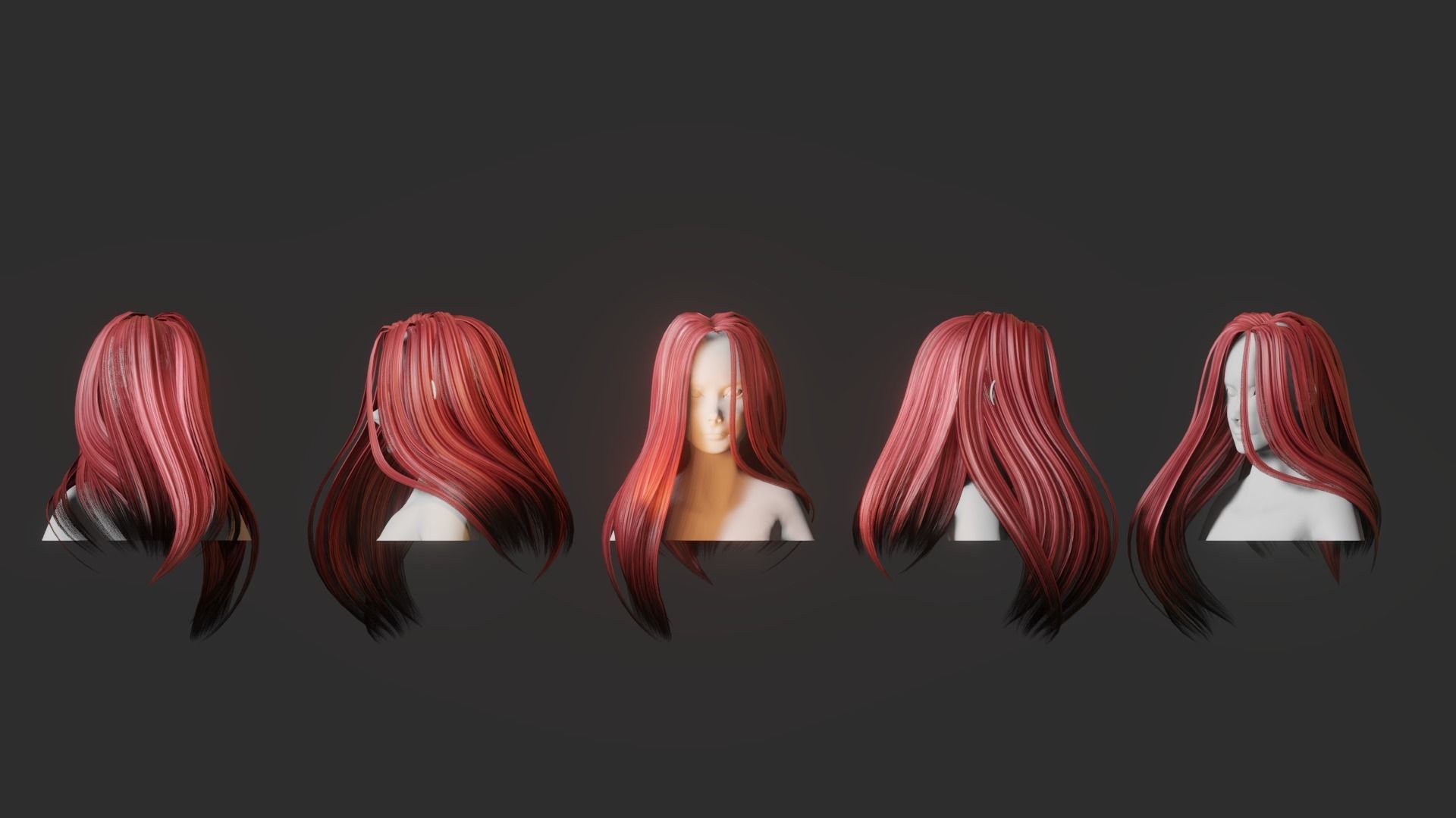 Hair Pack 10 Models Low-poly 3D model_55