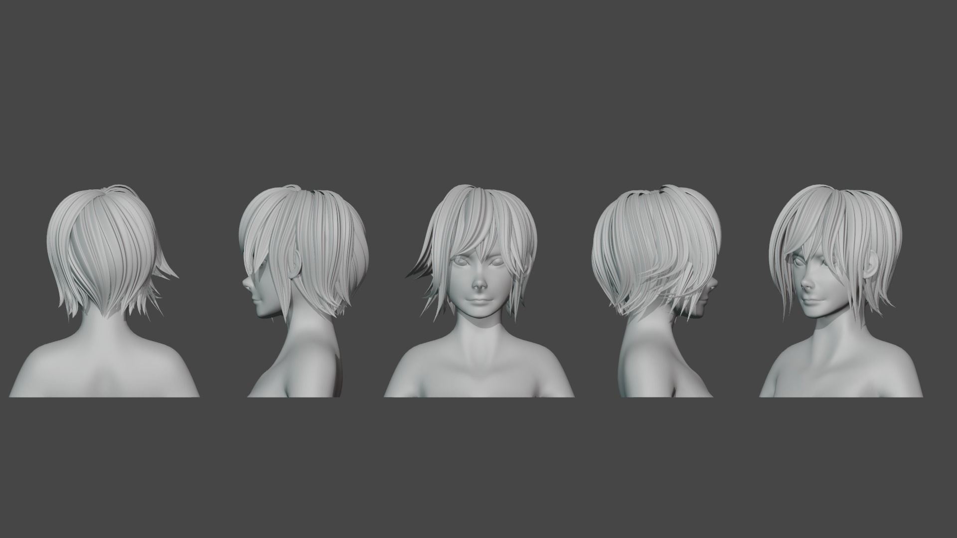 Hair Pack 10 Models Low-poly 3D model_5