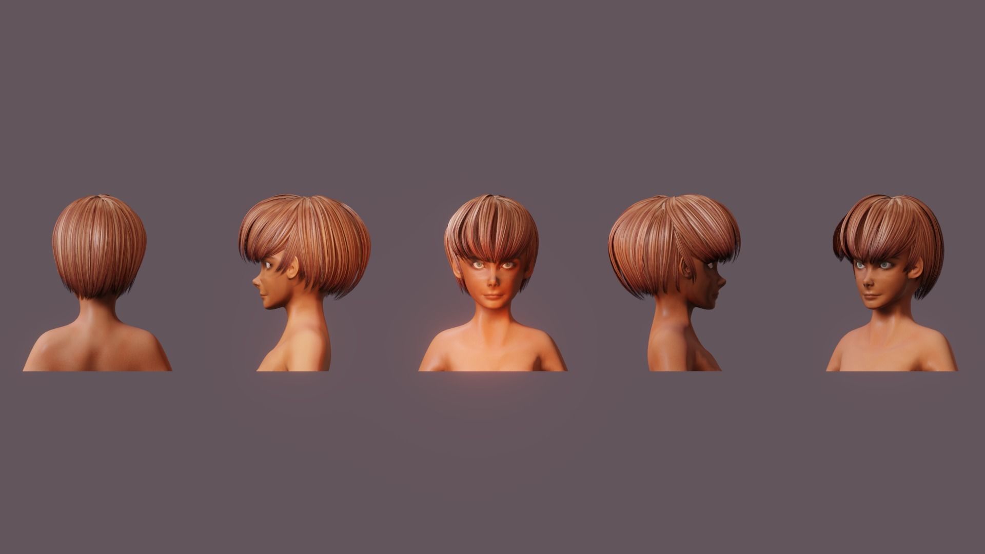 Hair Pack 10 Models Low-poly 3D model_33