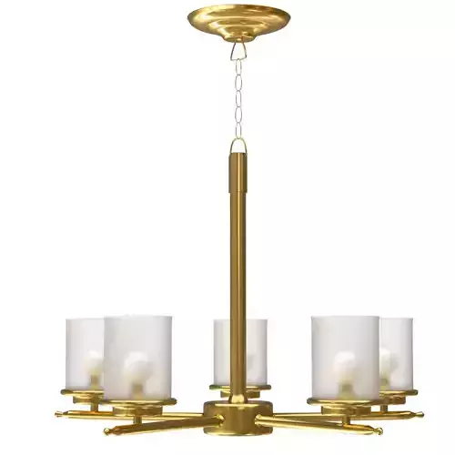 chandelier five light in brass with shades