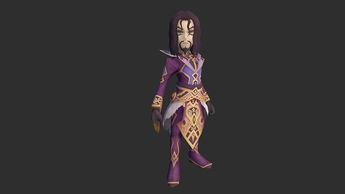 Male Wizards Low-poly 3D model