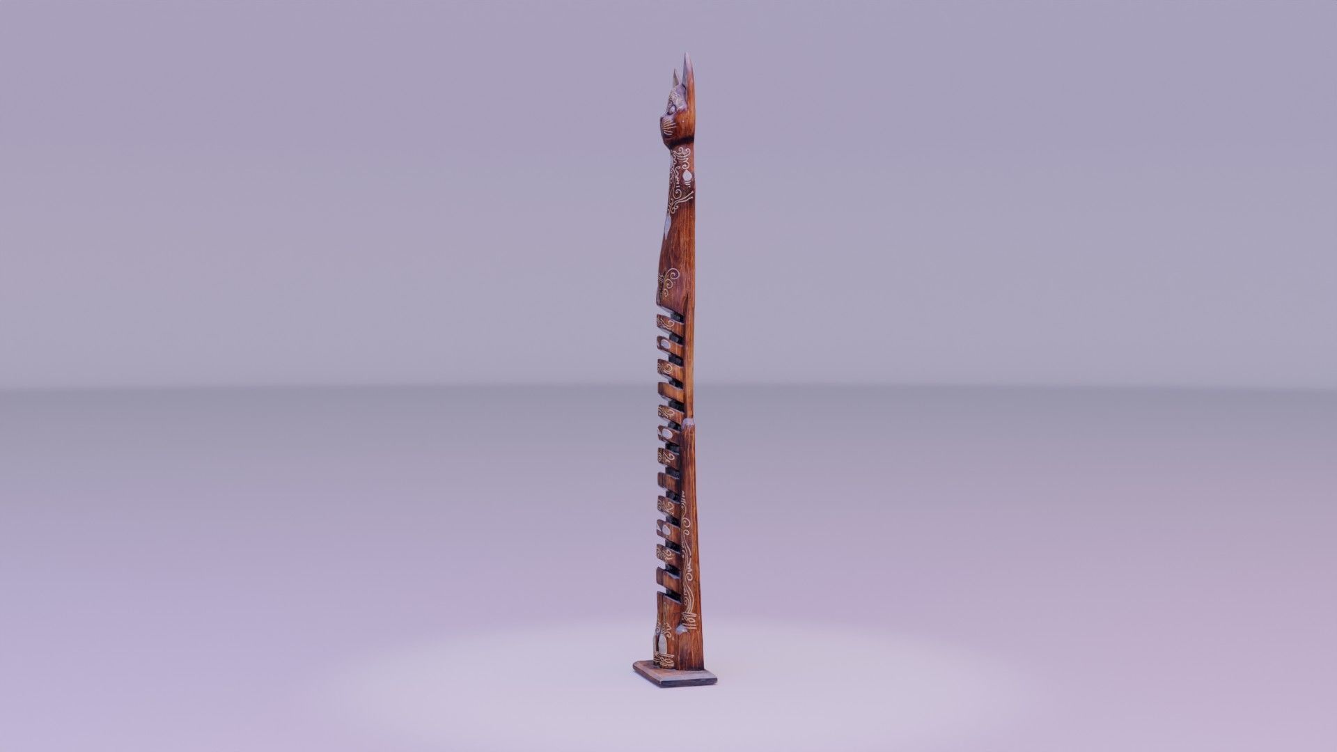 Wooden cat CD tower holder Low-poly 3D model_20