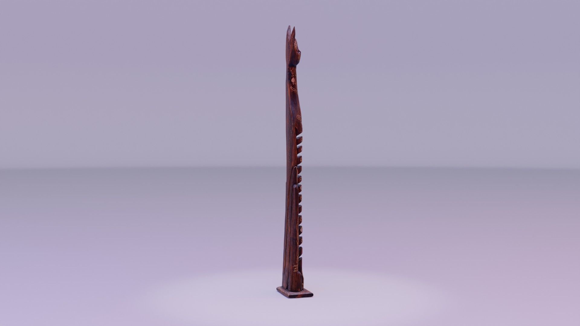 Wooden cat CD tower holder Low-poly 3D model_15