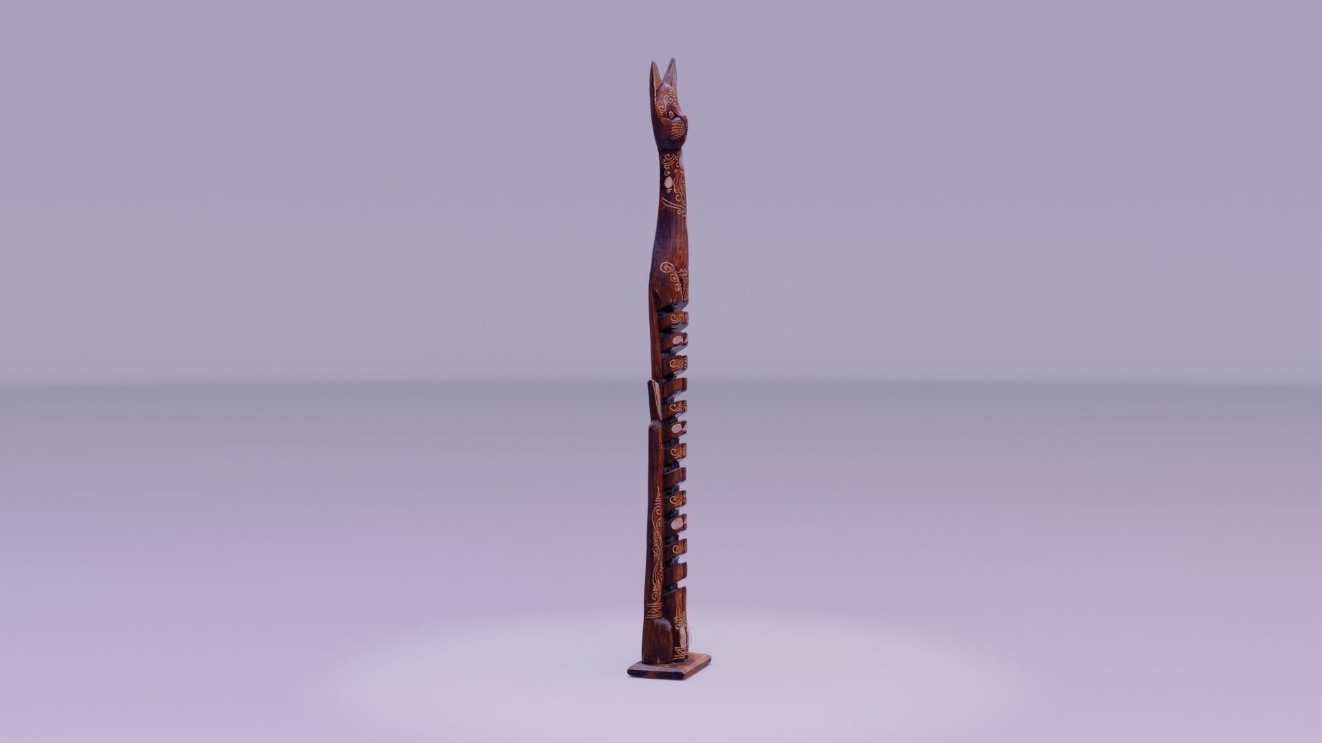 Wooden cat CD tower holder Low-poly 3D model_14