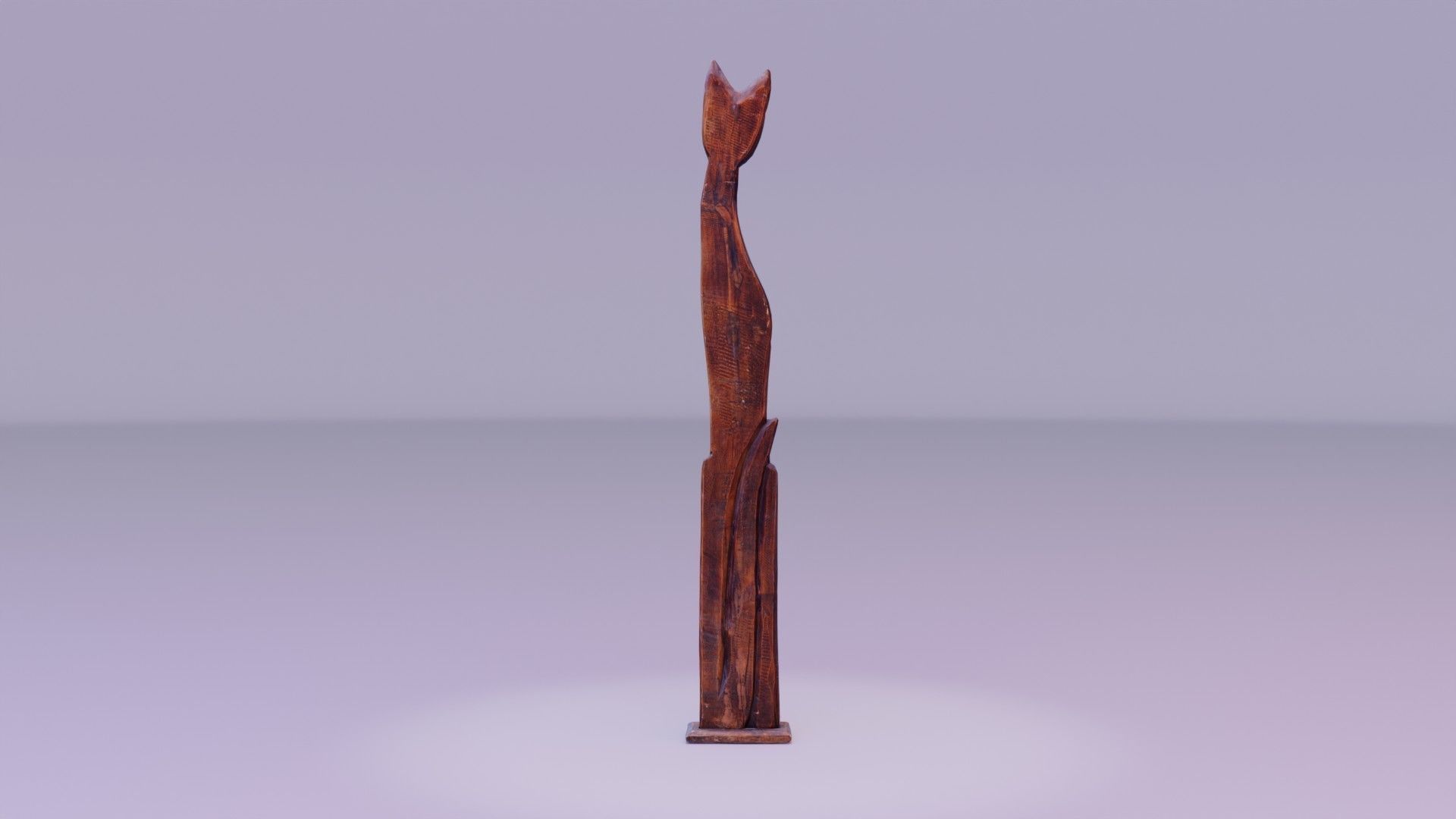 Wooden cat CD tower holder Low-poly 3D model_17
