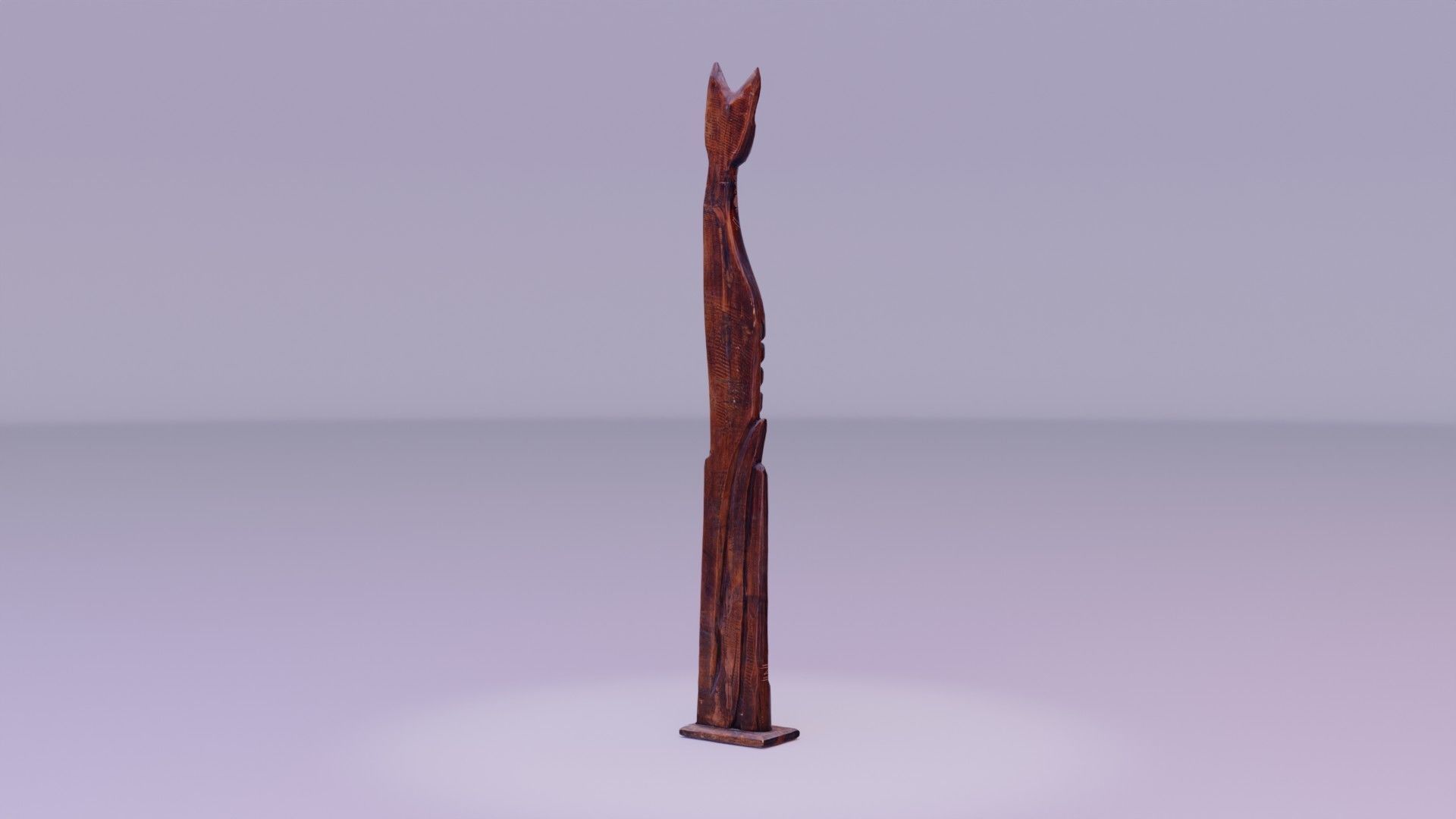Wooden cat CD tower holder Low-poly 3D model_16