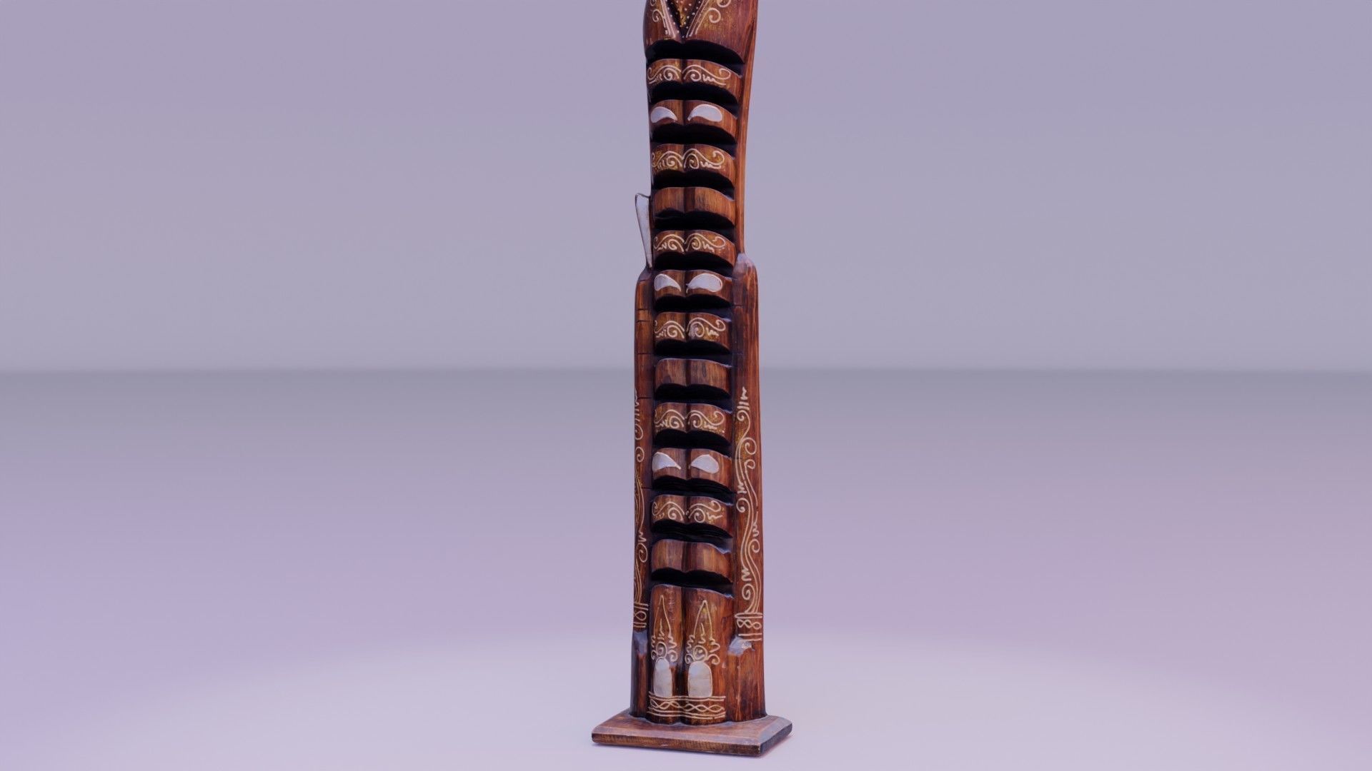 Wooden cat CD tower holder Low-poly 3D model_23