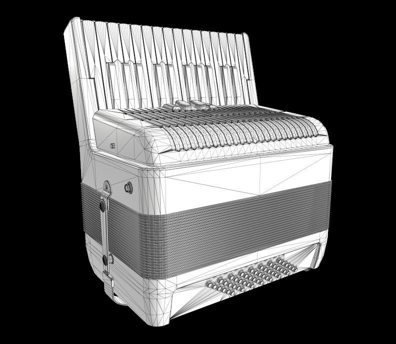 Accordion Low-poly 3D model_8