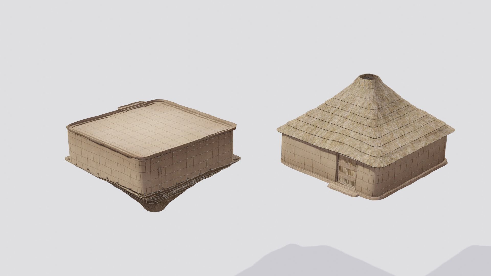 Hut house Low-poly 3D model_7