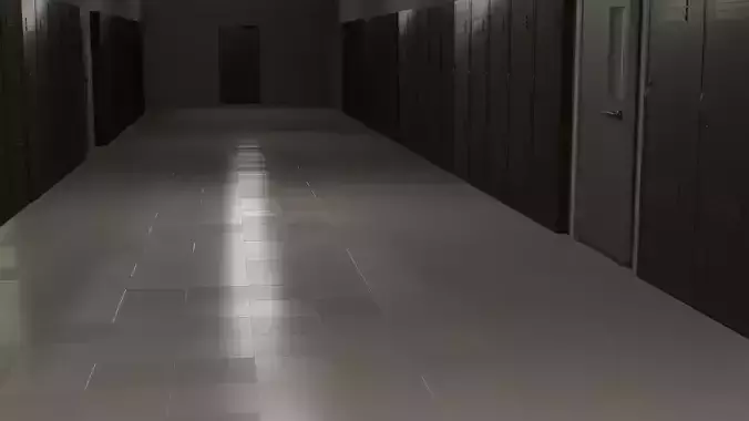School corridor Low-poly 3D model