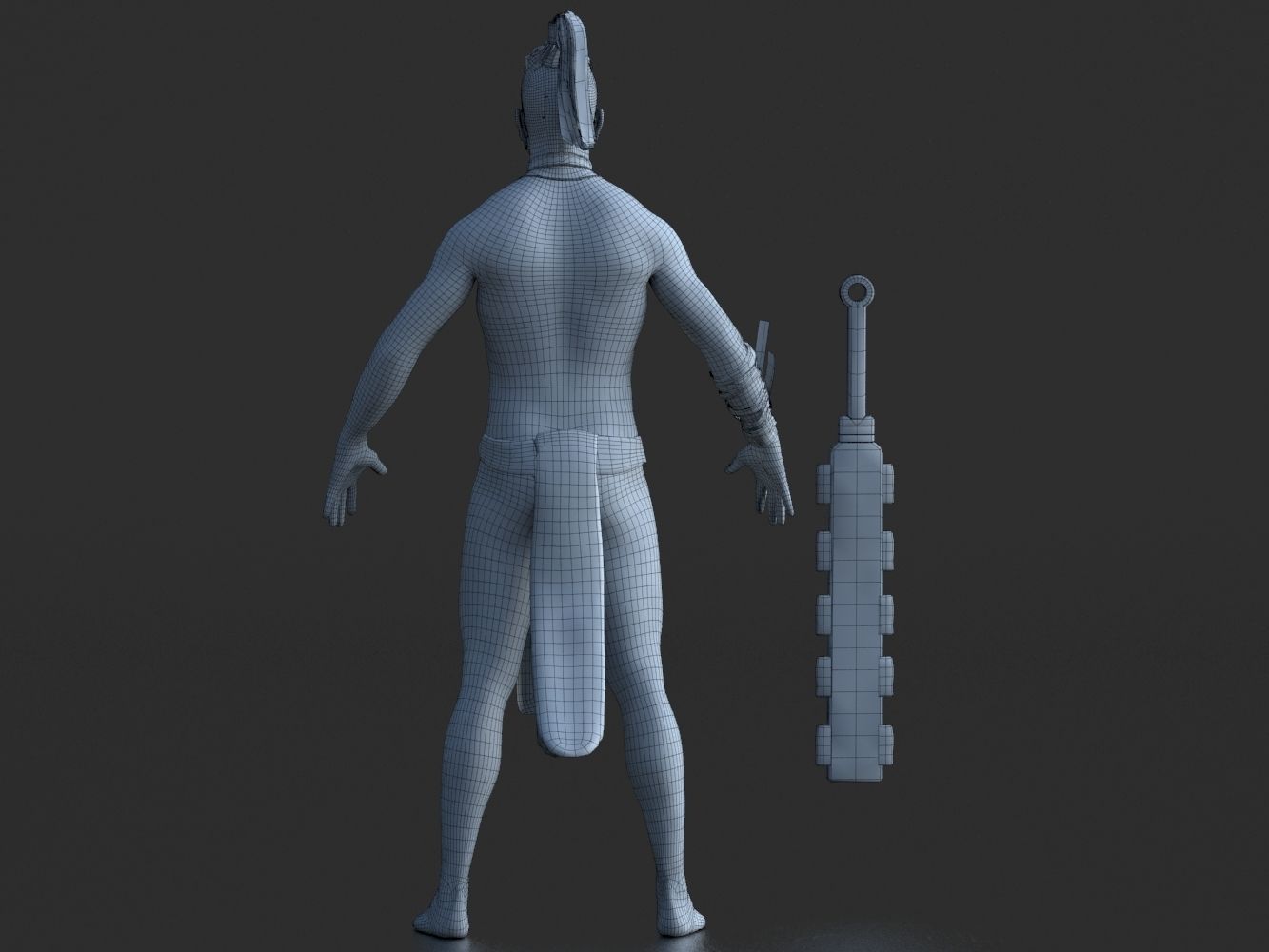 Aztec Warrior Low-poly 3D model_8