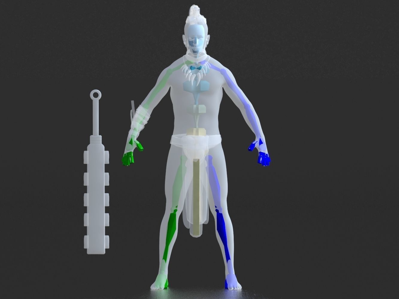 Aztec Warrior Low-poly 3D model_7