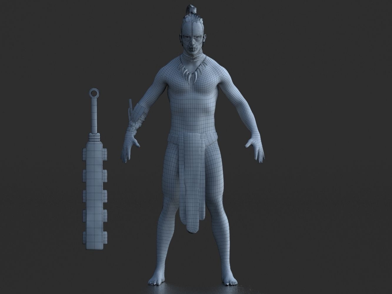 Aztec Warrior Low-poly 3D model_9