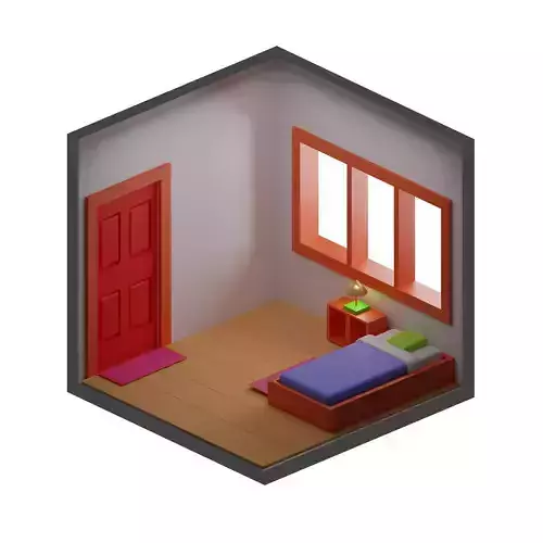 hello room with bed and door