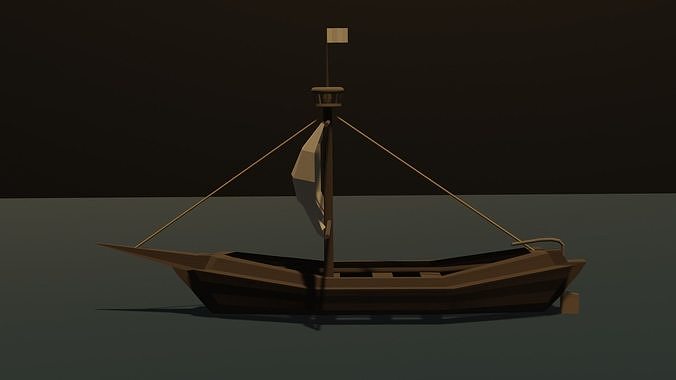 medieval Fishing boat Low-poly 3D model