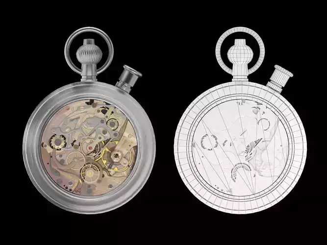 Pocket watch mechanism 7 Low-poly 3D model