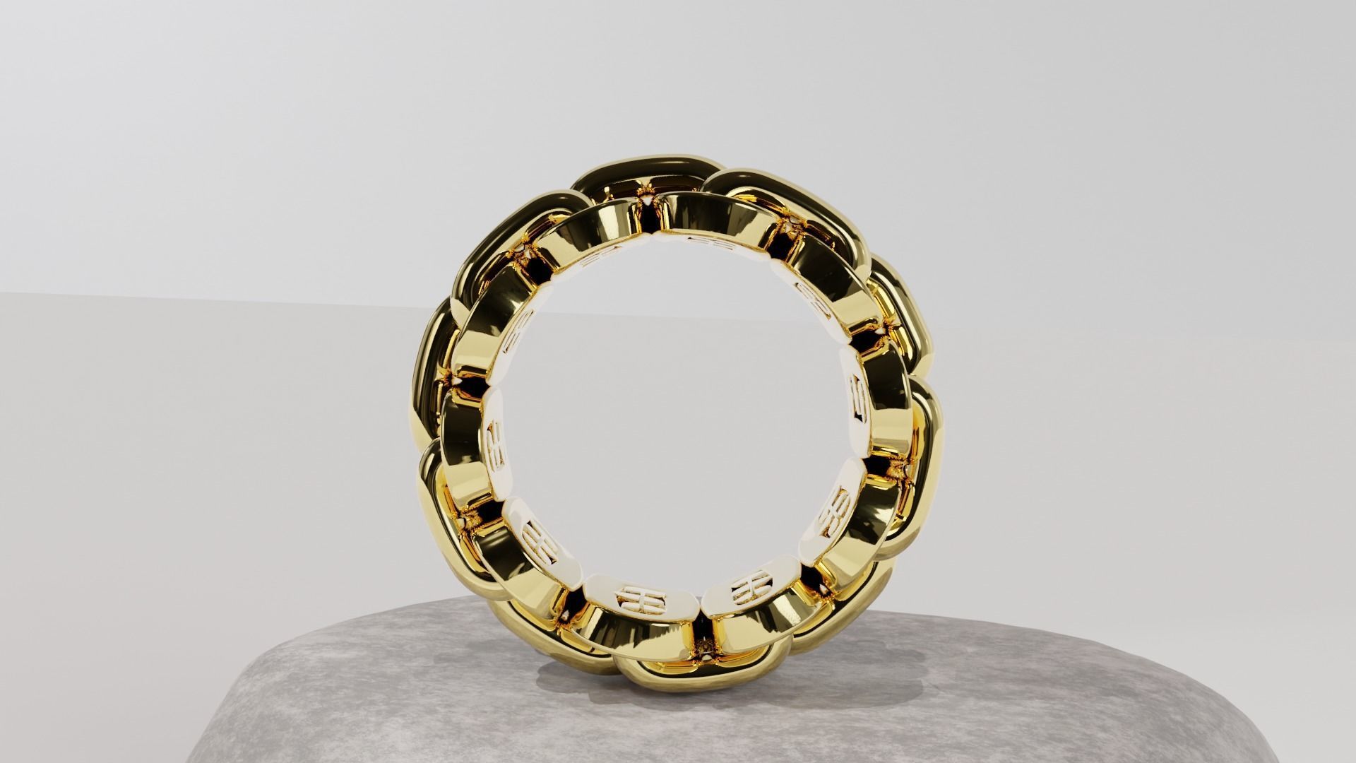 Big Chain Ring 3D Print Model 12mm Width for jewelers 3D print model_6
