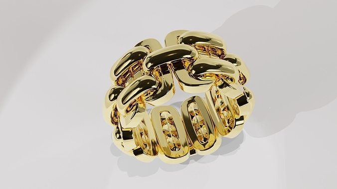 Big Chain Ring 3D Print Model 12mm Width for jewelers 3D print model