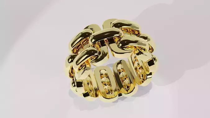 Big Chain Ring 3D Print Model 12mm Width for jewelers