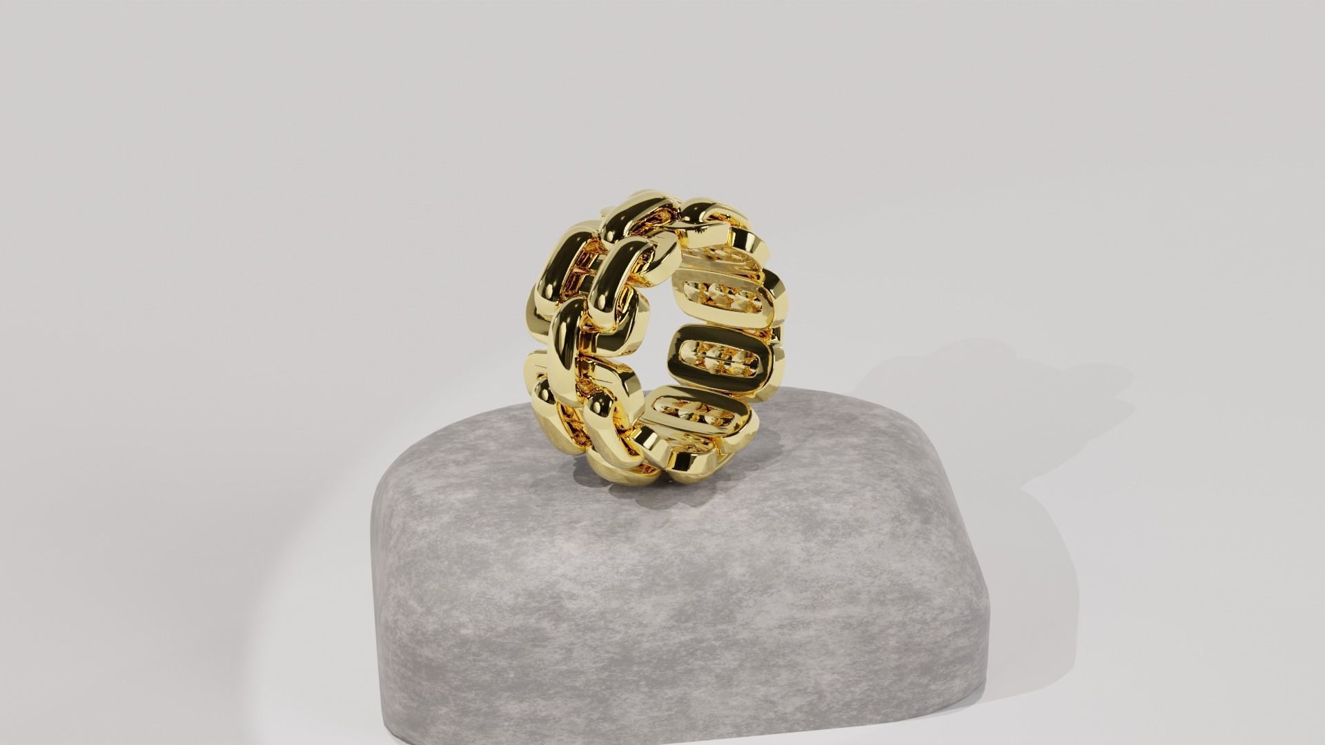 Big Chain Ring 3D Print Model 12mm Width for jewelers 3D print model_3