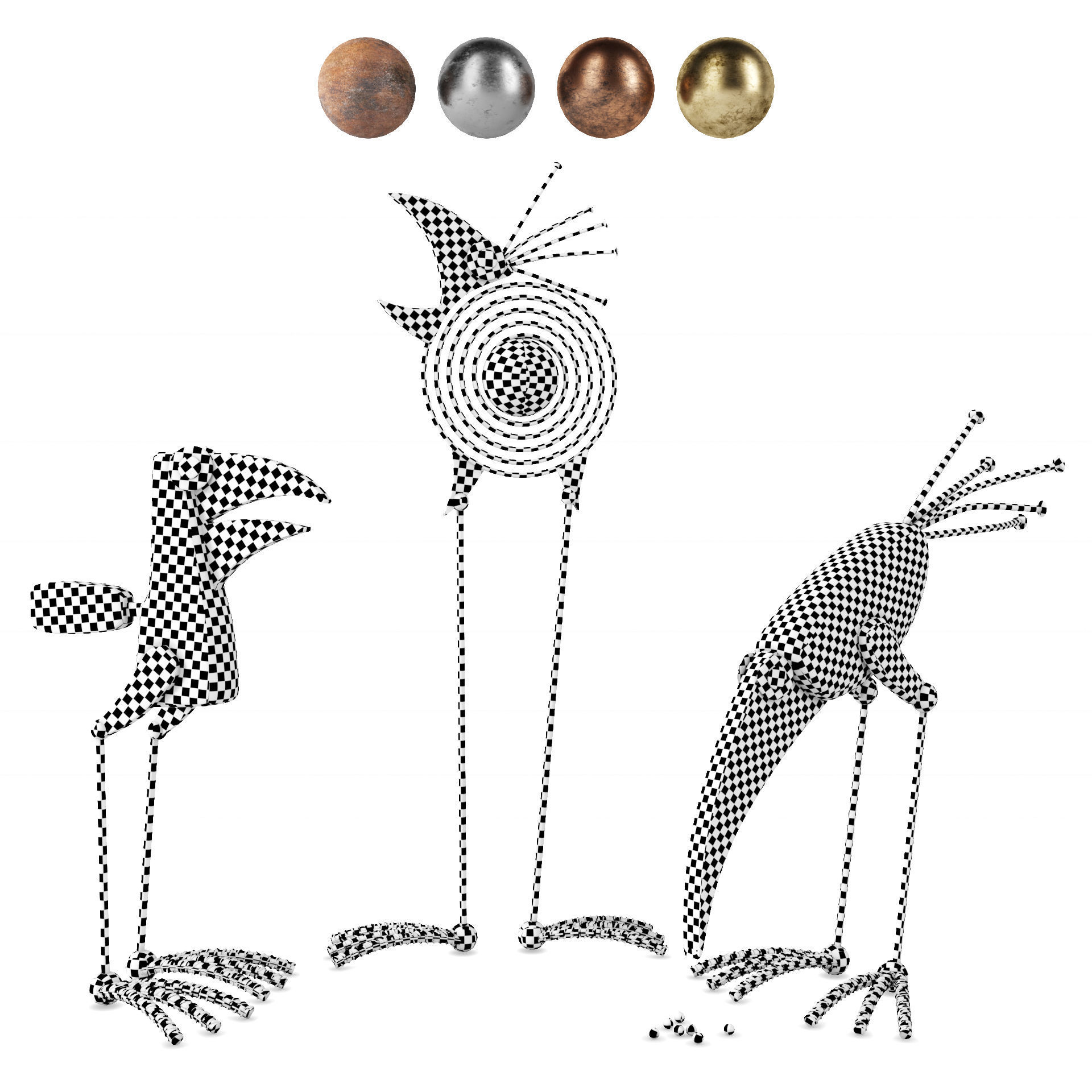 Decorative Birds Sculptures Vol-4 3D model_5