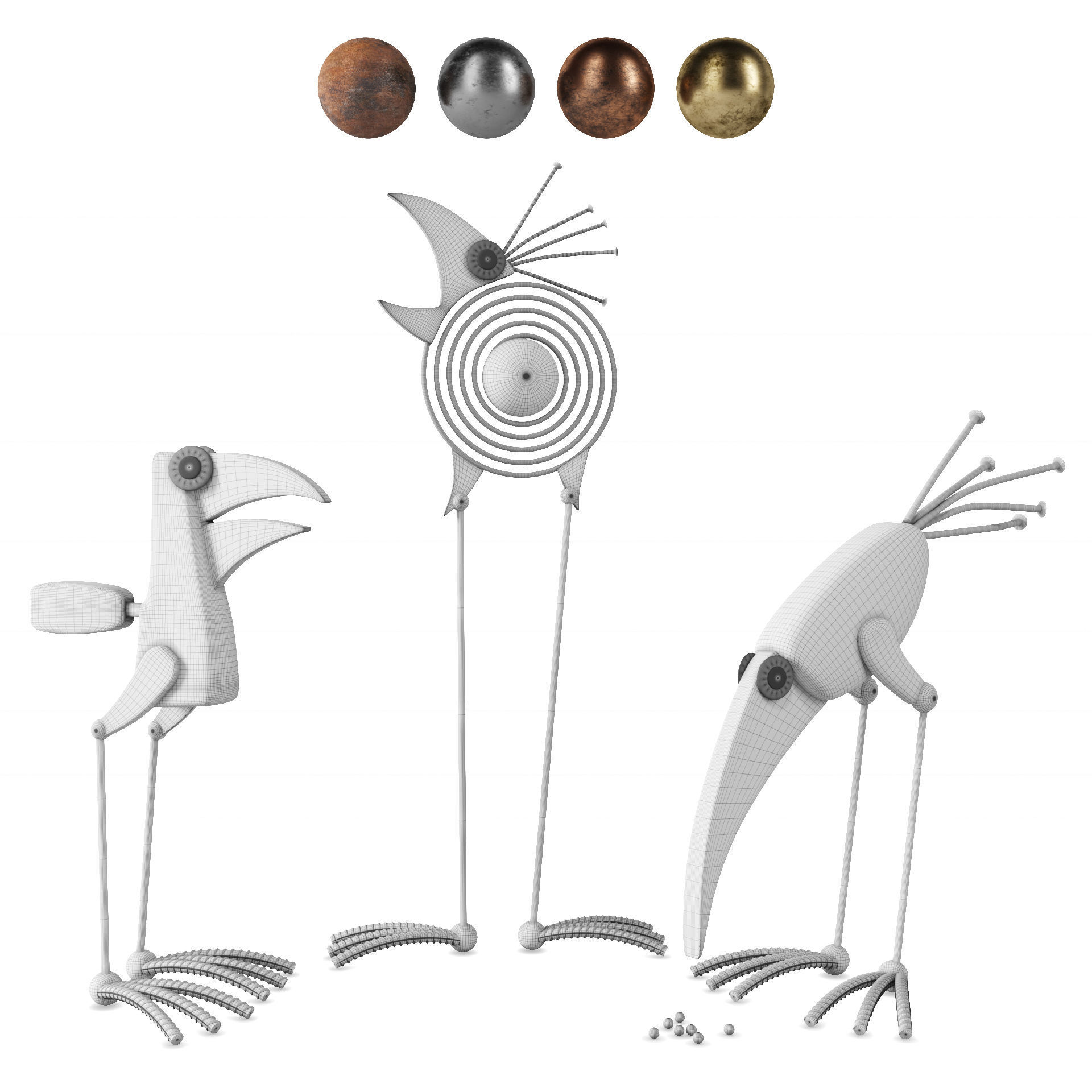 Decorative Birds Sculptures Vol-4 3D model_4