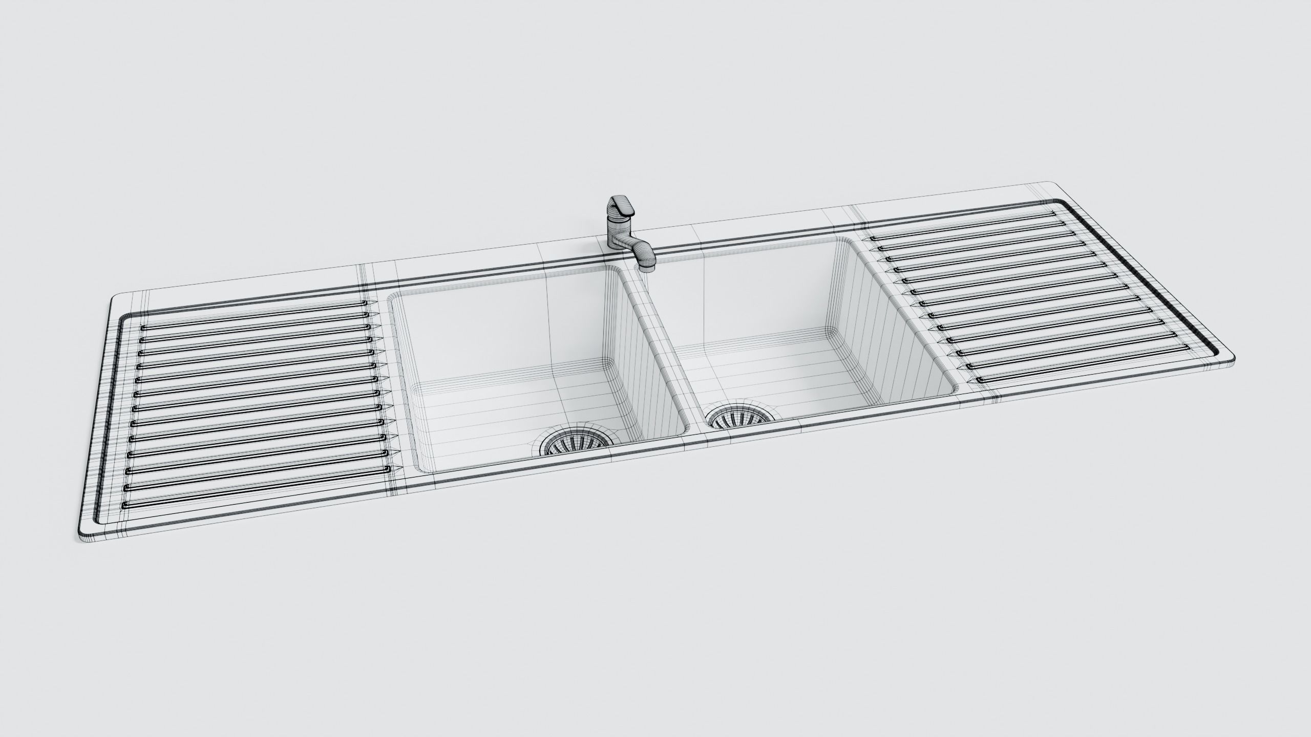 Double Kitchen Sink 3D model_11