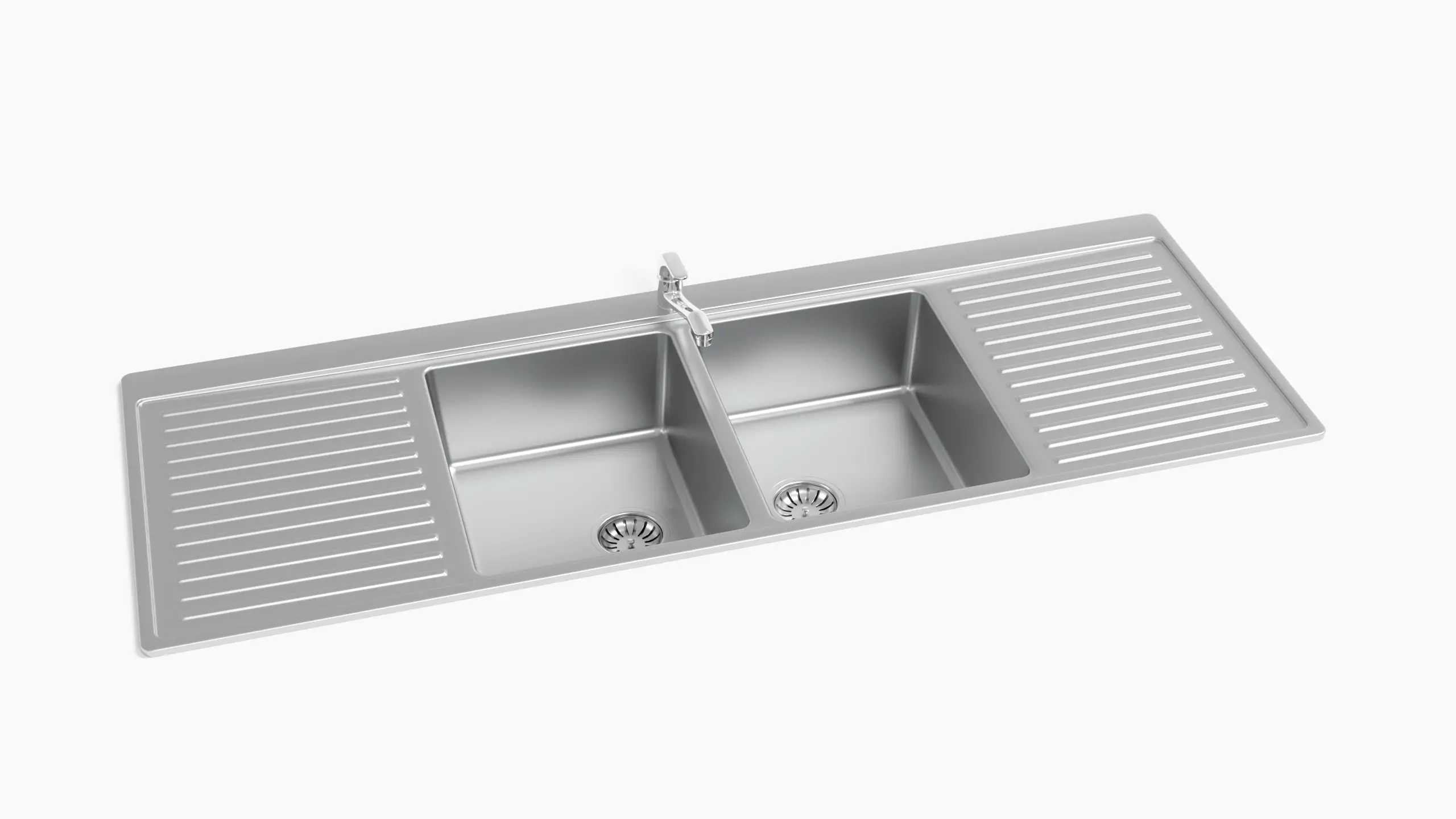 Double Kitchen Sink 3D model_0