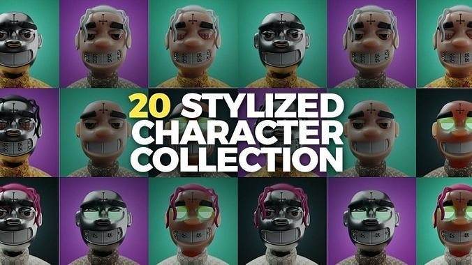 20 Stylized Character Collection Low-poly 3D model
